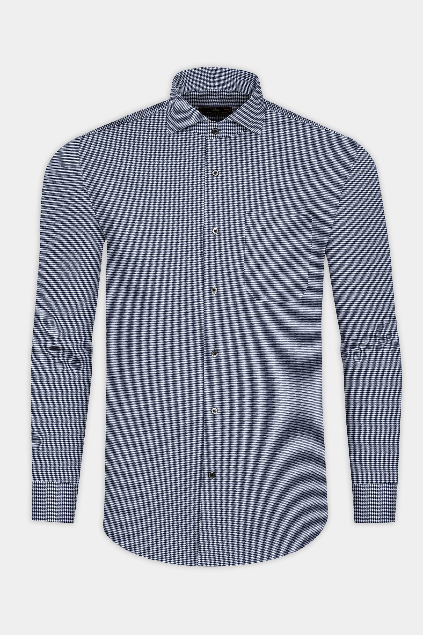 Mirage Blue with White Mini checkered Houndstooth Shirt