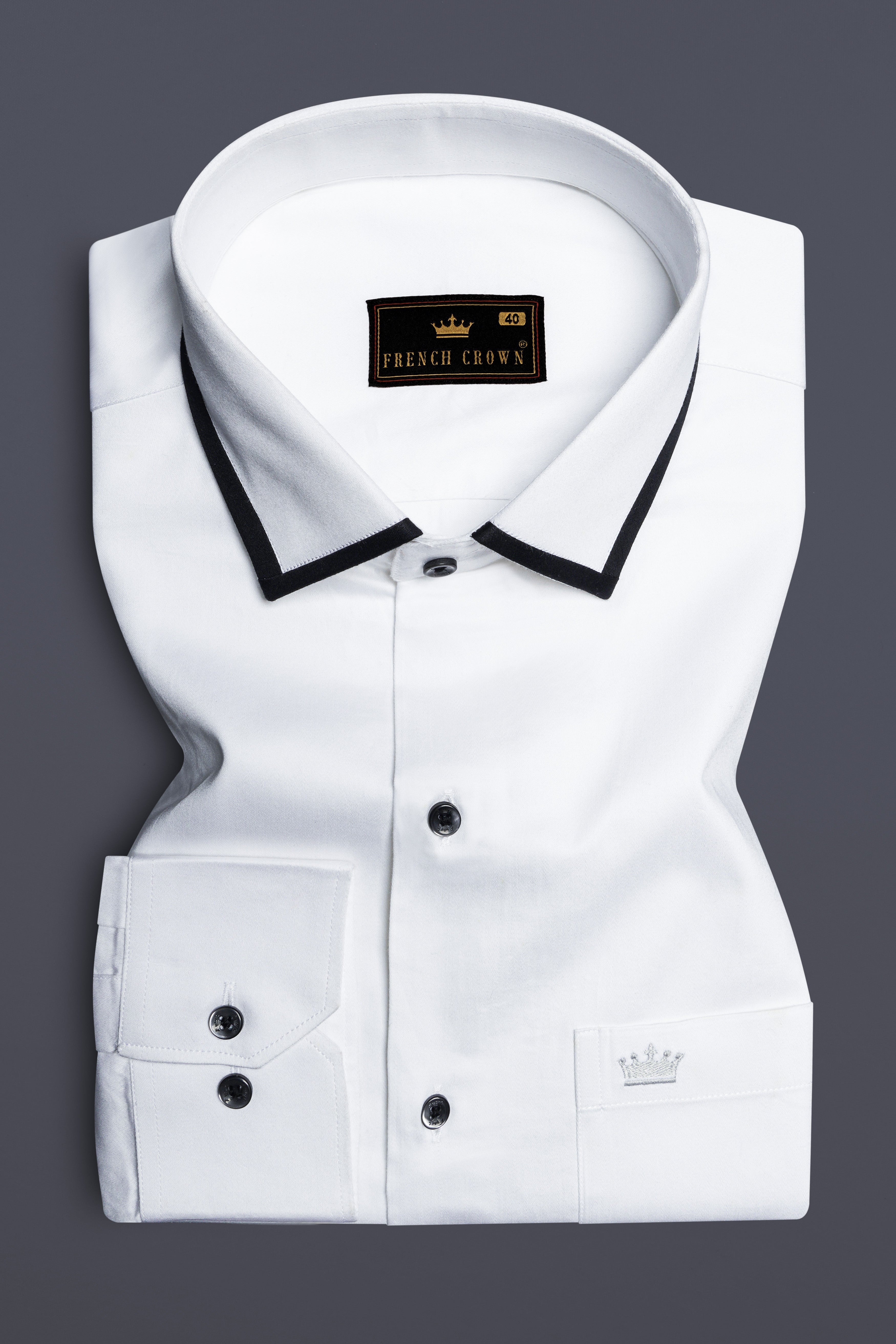 Bright White Subtle Sheen Collar Patterned Super soft Giza Cotton Shirt