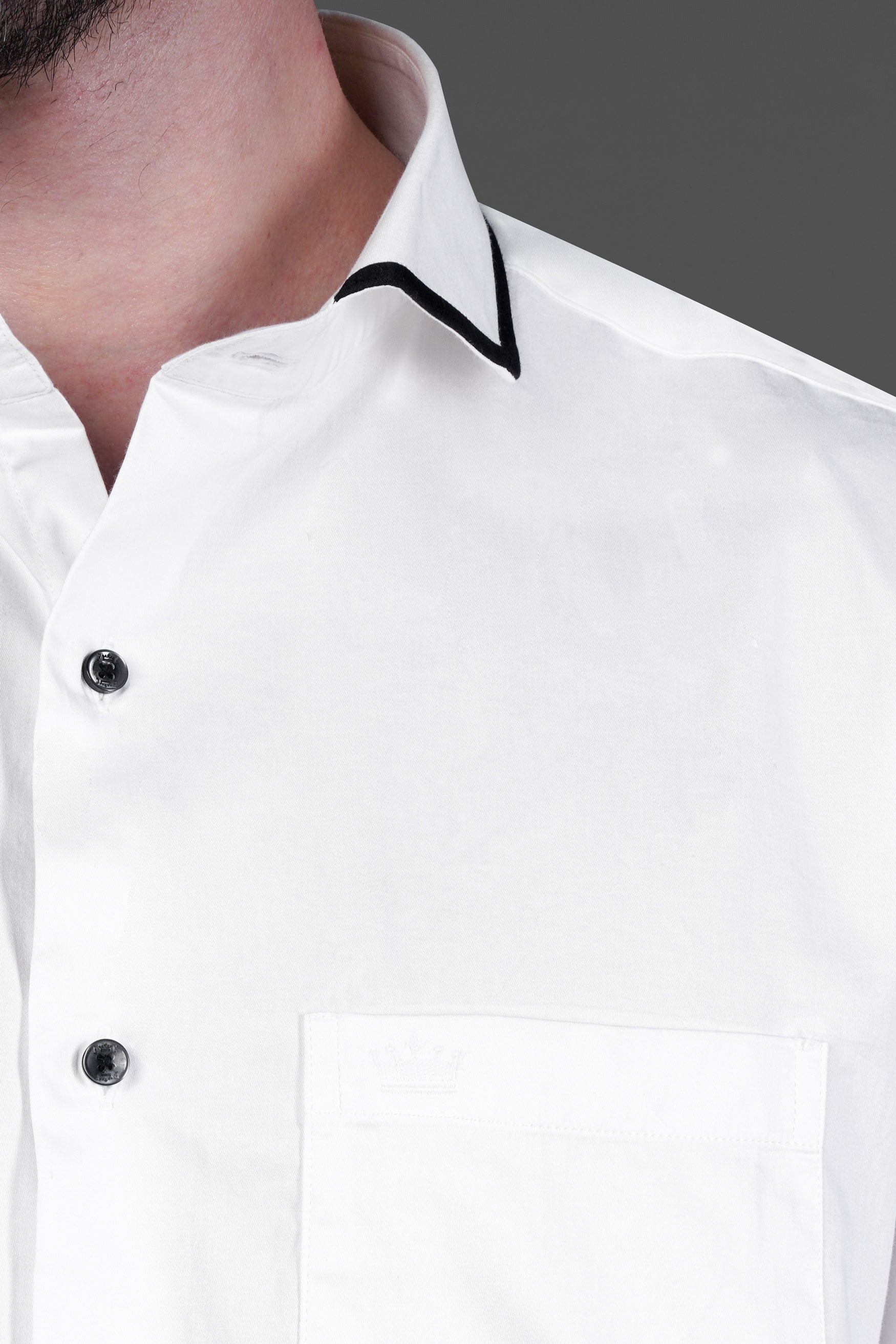 Bright White Subtle Sheen Collar Patterned Super soft Giza Cotton Shirt