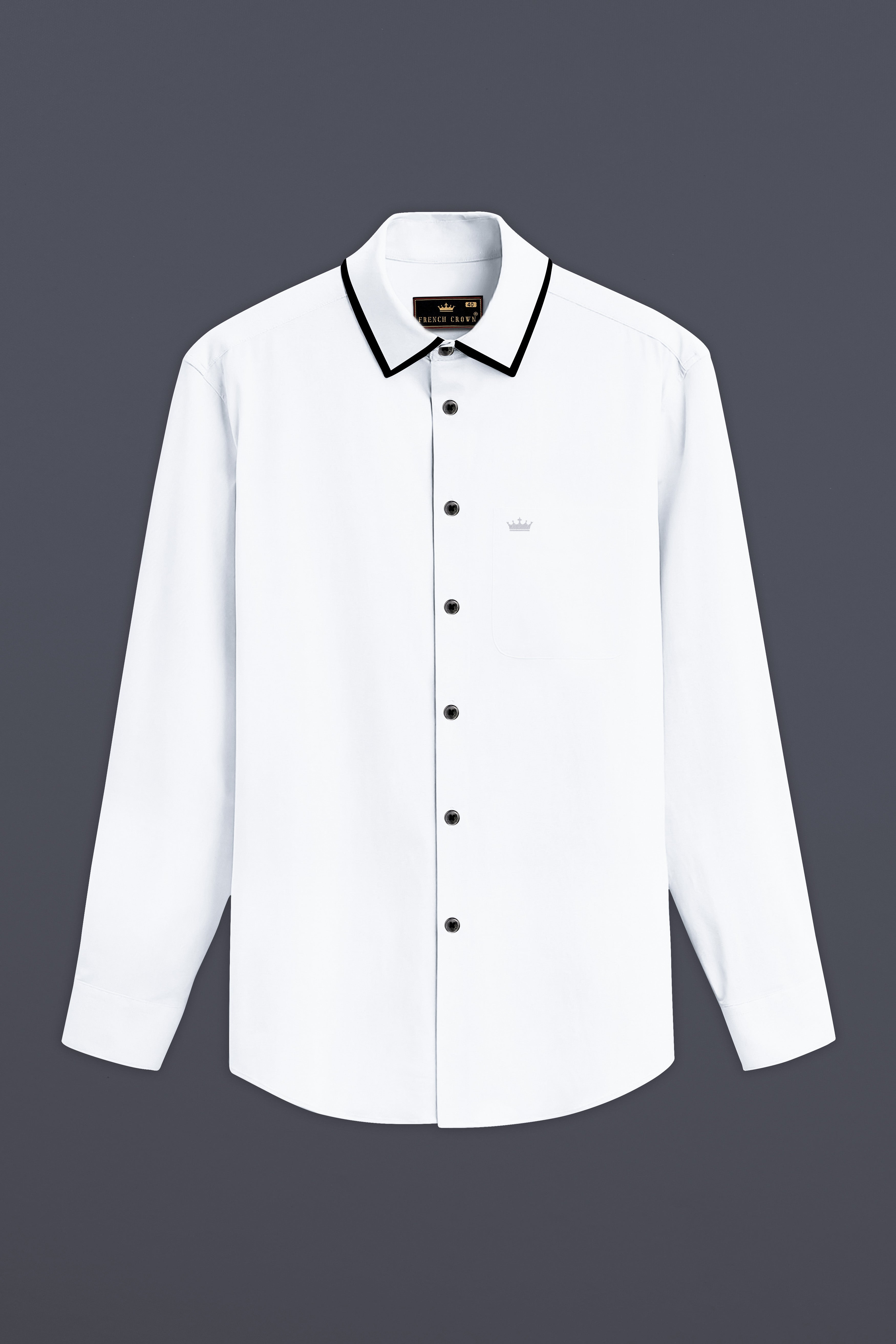 Bright White Subtle Sheen Collar Patterned Super soft Giza Cotton Shirt