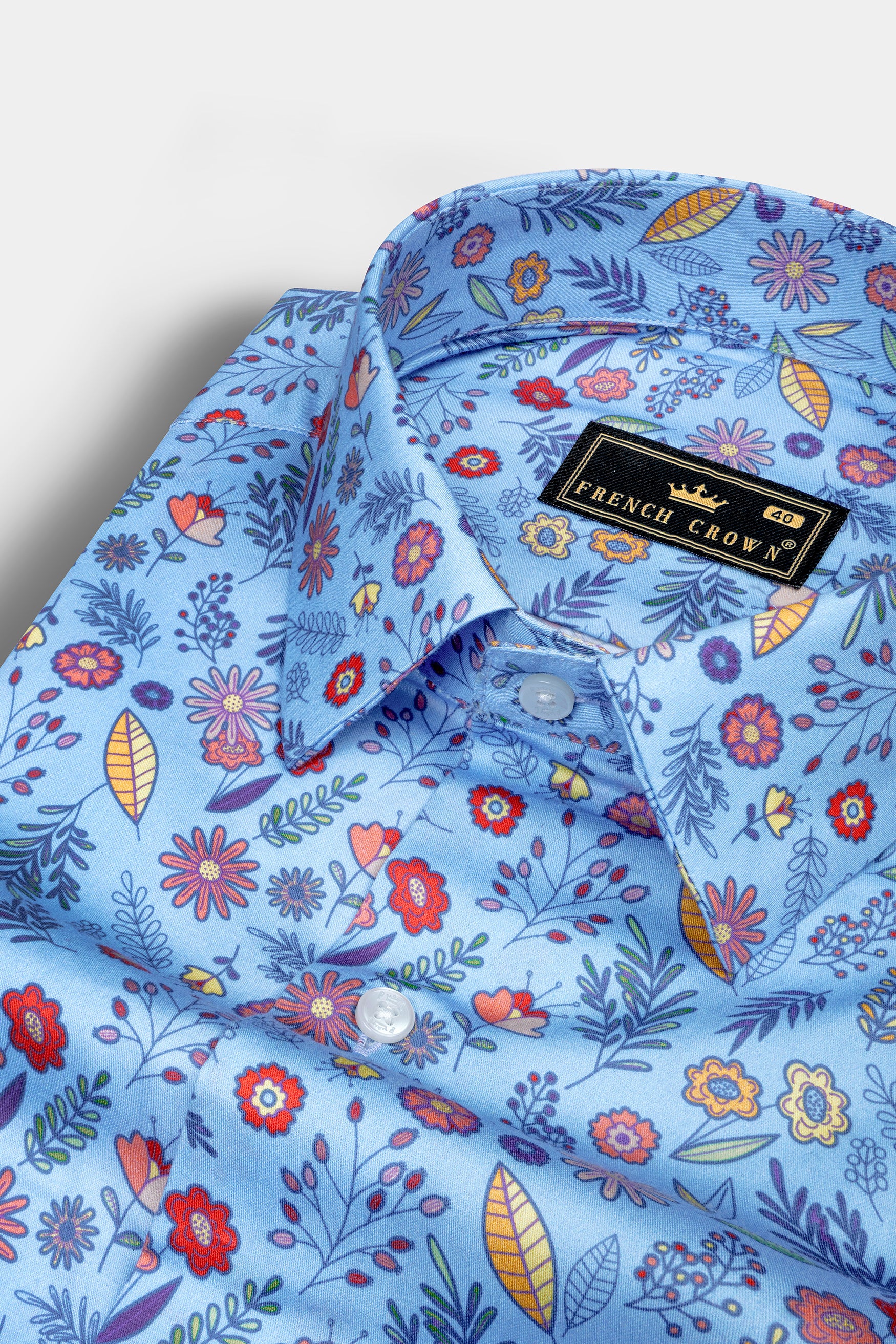 Spindle Blue Multicolor Soimoi Japan Crepe Patterned Super Soft Premium Cotton Shirt