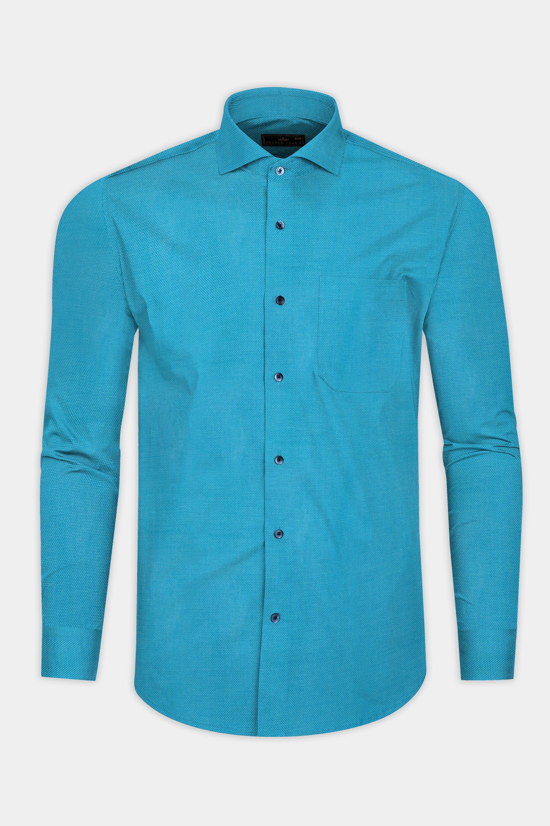Pacific Ocean Blue Dobby Textured Premium Cotton Shirt