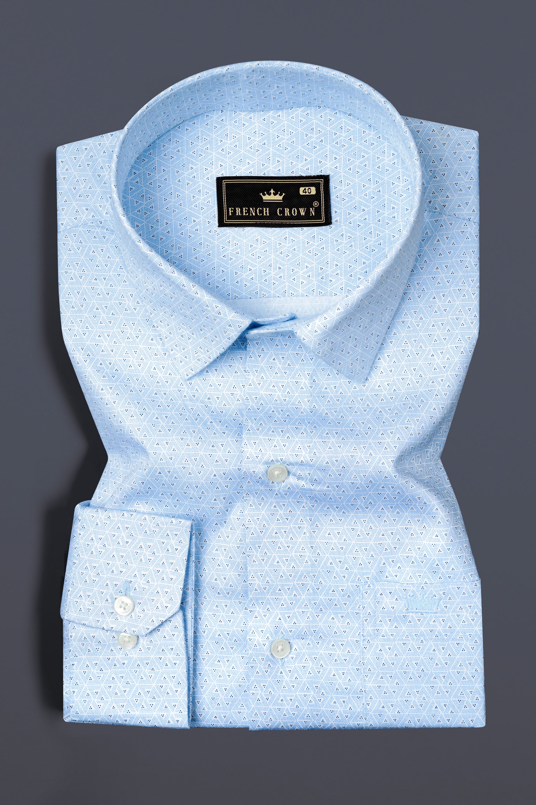 Tropical Blue Small Triangles printed Super Soft Premium Cotton Shirt