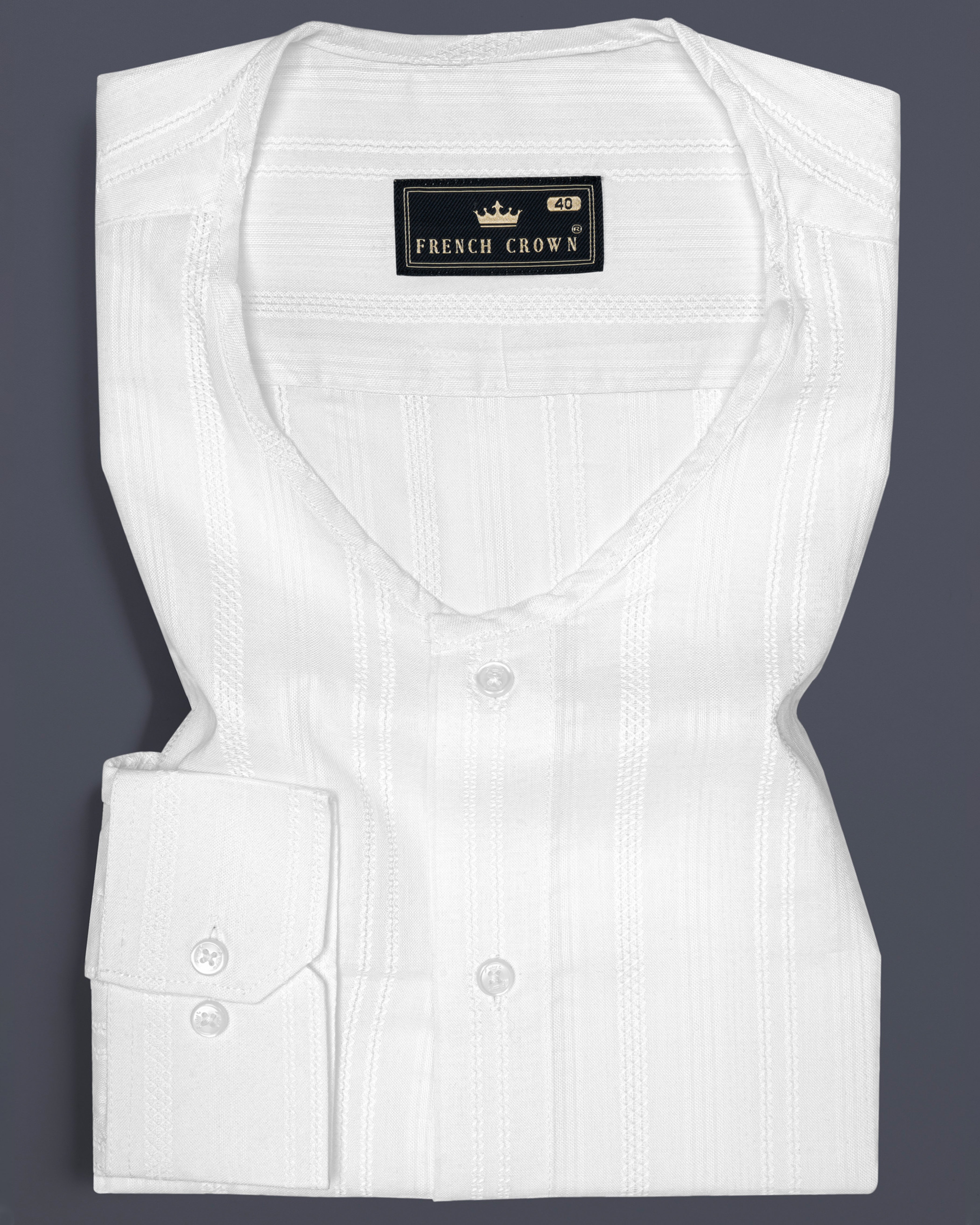 Bright White Dobby Textured Premium Cotton Shirt