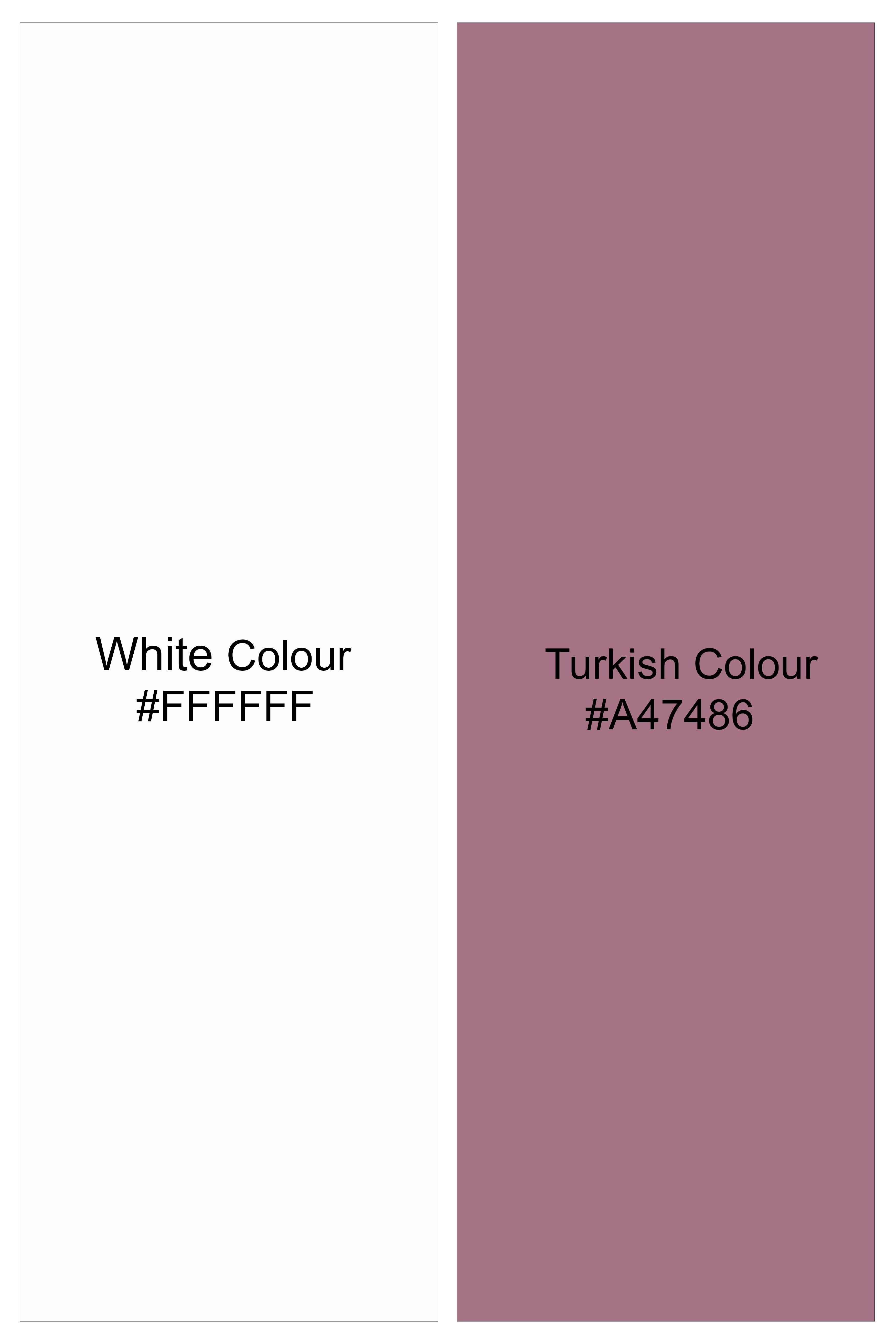 Bright White with Turkish Pink Horizontal Striped Oxford Cotton Shirt