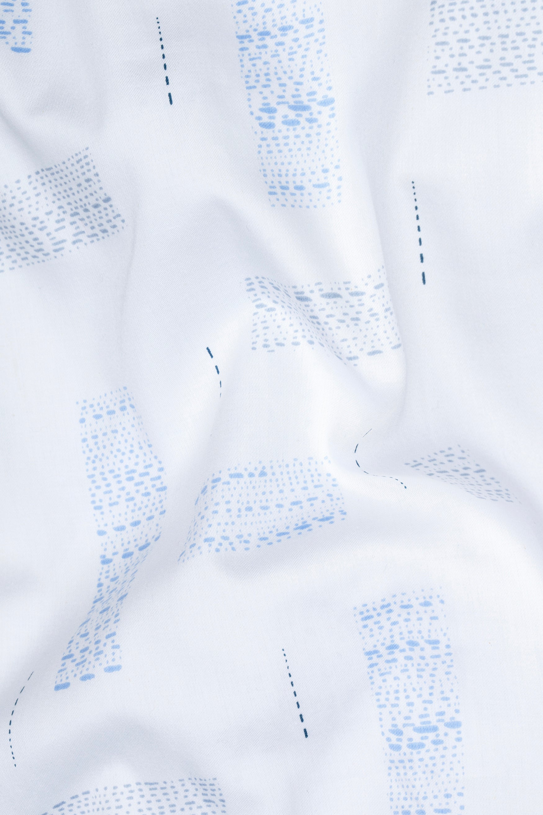 Bright White with Jordy Blue Square Printed Super Soft Premium Cotton Shirt