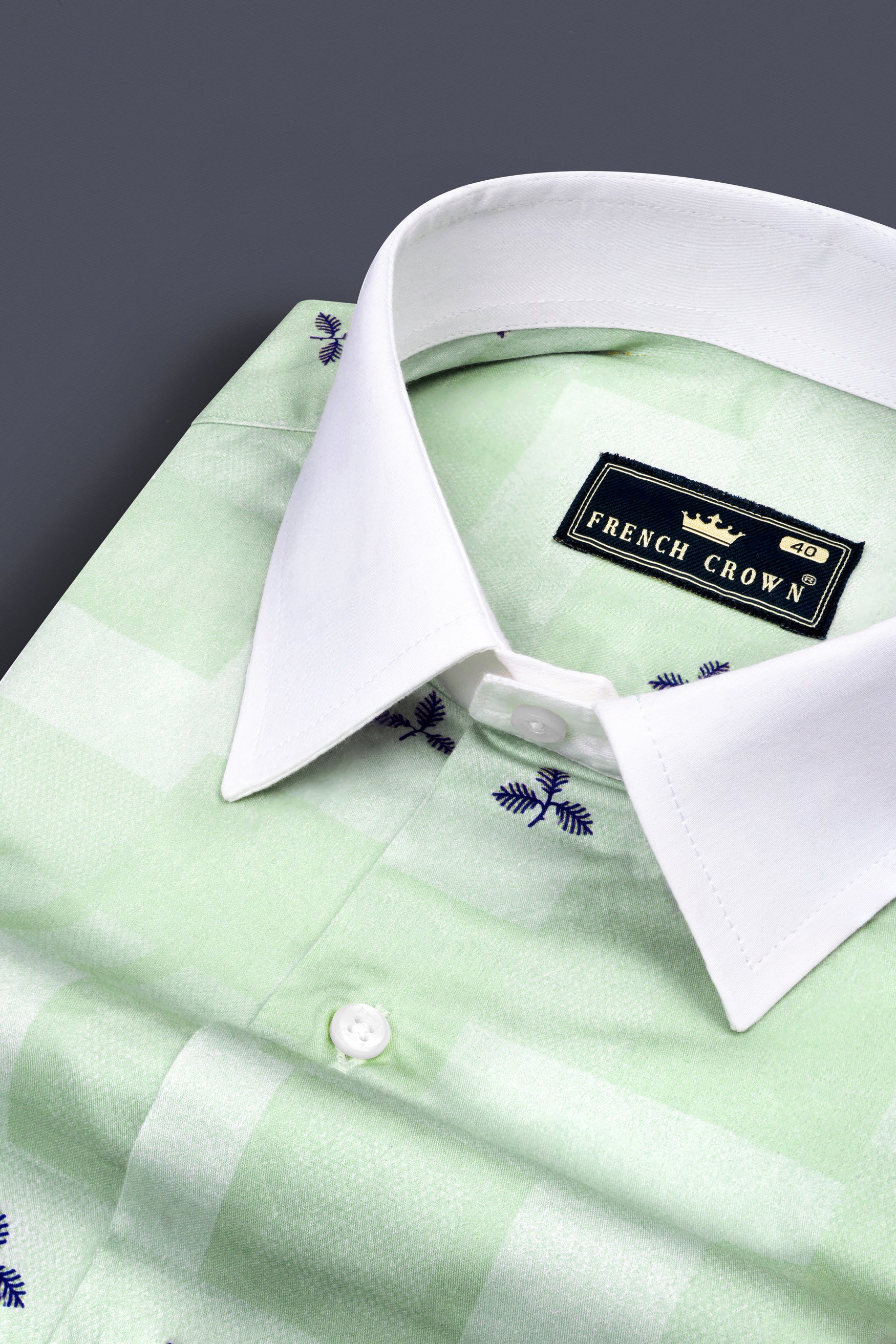 Fringy Green with Stratos blue leaves Printed Super Soft Premium Cotton Shirt
