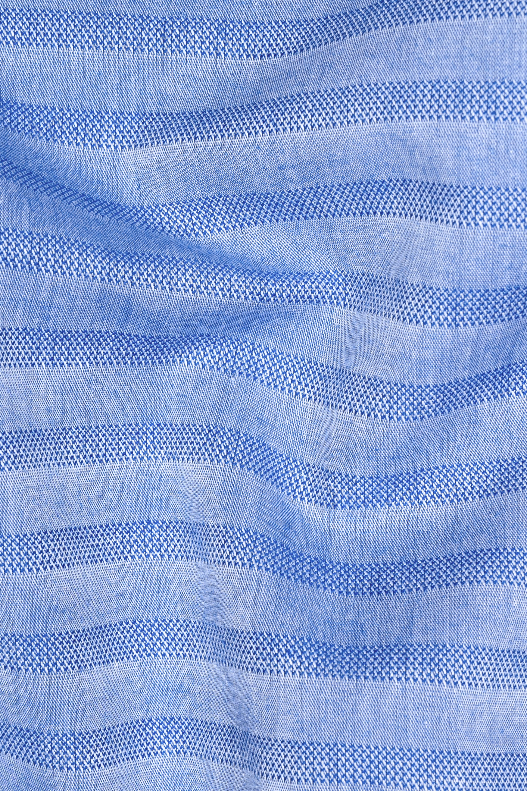 Wild Blue Horizontal blue shadow striped Textured Dobby Kurta Shirt