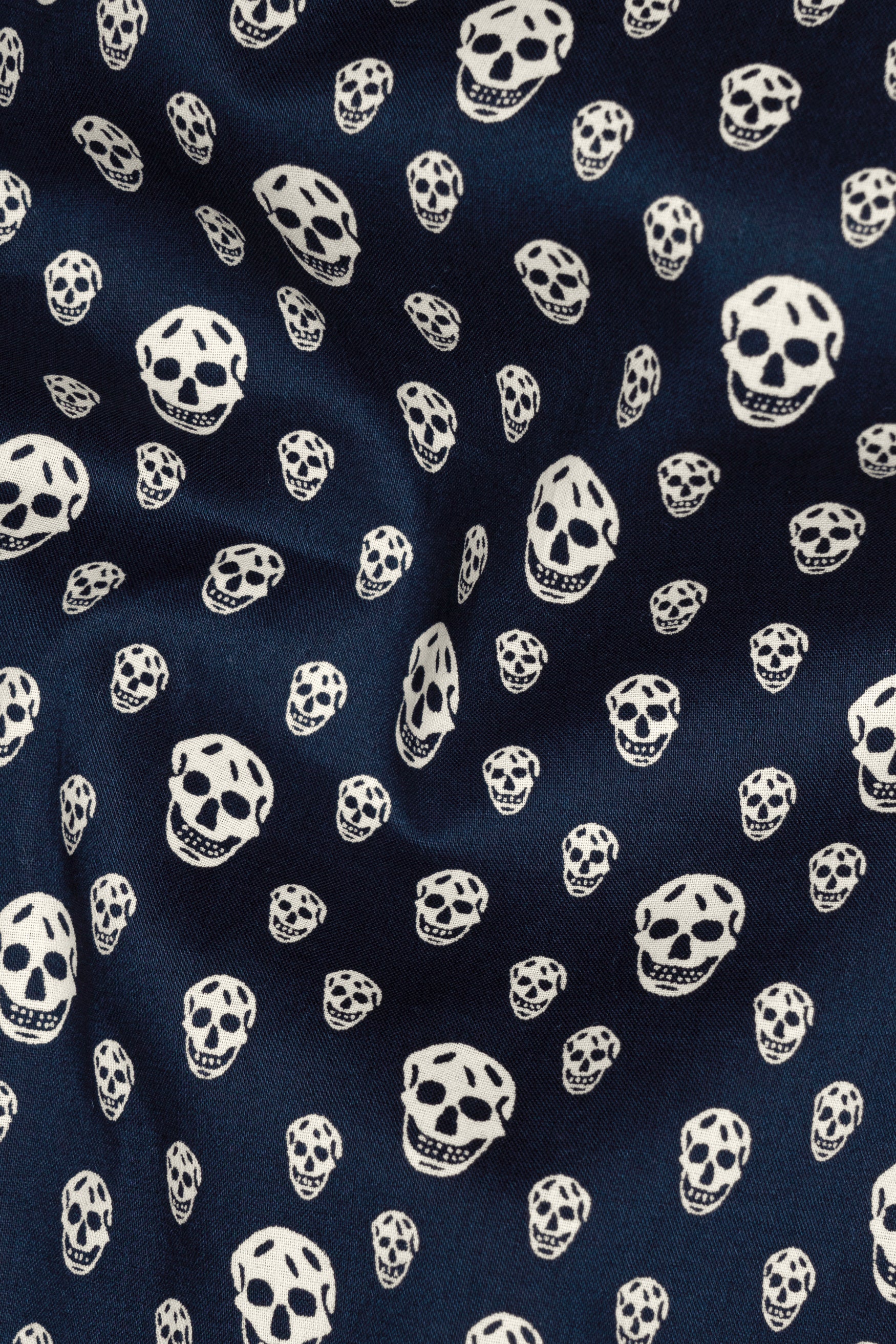 Mirage Blue with Beige Skull Printed Poplin Giza Cotton Shirt