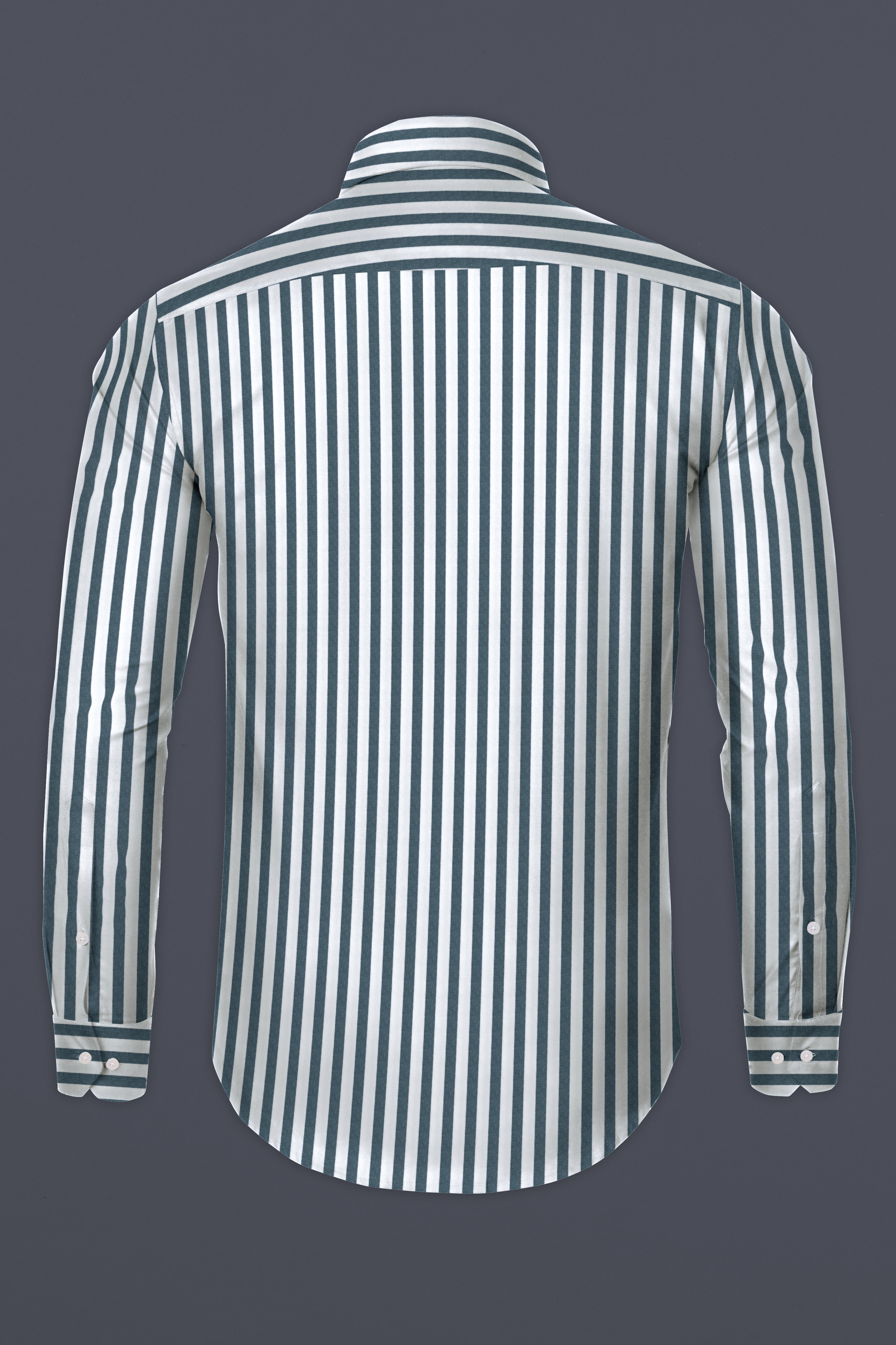 White with Mineral Gray Striped Twill Giza Cotton Shirt