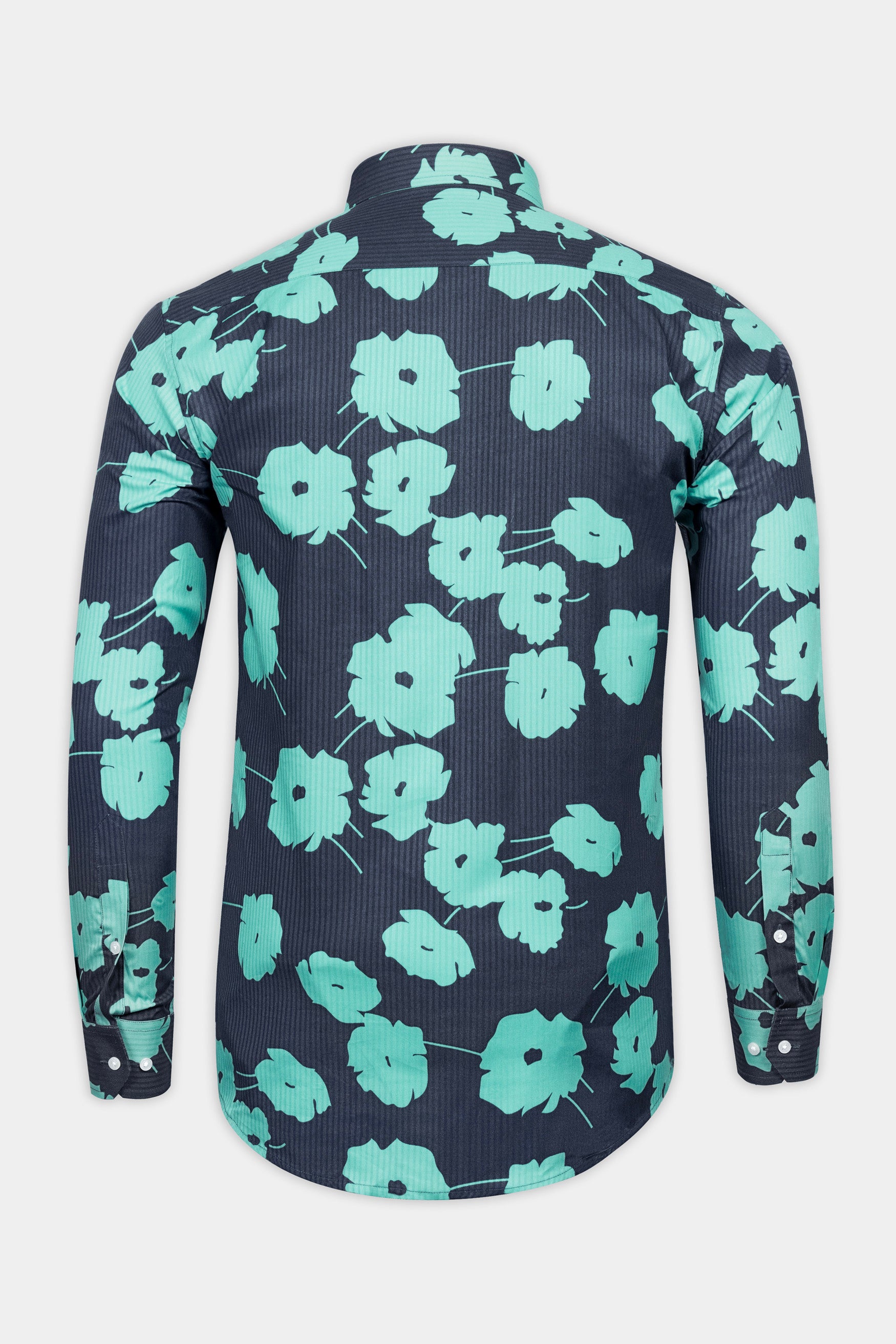 Fiord Blue with Tiffany Blue Flower Printed chambray denim shirt 12534-BD-38,  12534-BD-H-38,  12534-BD-39,  12534-BD-H-39,  12534-BD-40,  12534-BD-H-40,  12534-BD-42,  12534-BD-H-42,  12534-BD-44,  12534-BD-H-44,  12534-BD-46,  12534-BD-H-46,  12534-BD-48,  12534-BD-H-48,  12534-BD-50,  12534-BD-H-50,  12534-BD-52,  12534-BD-H-52