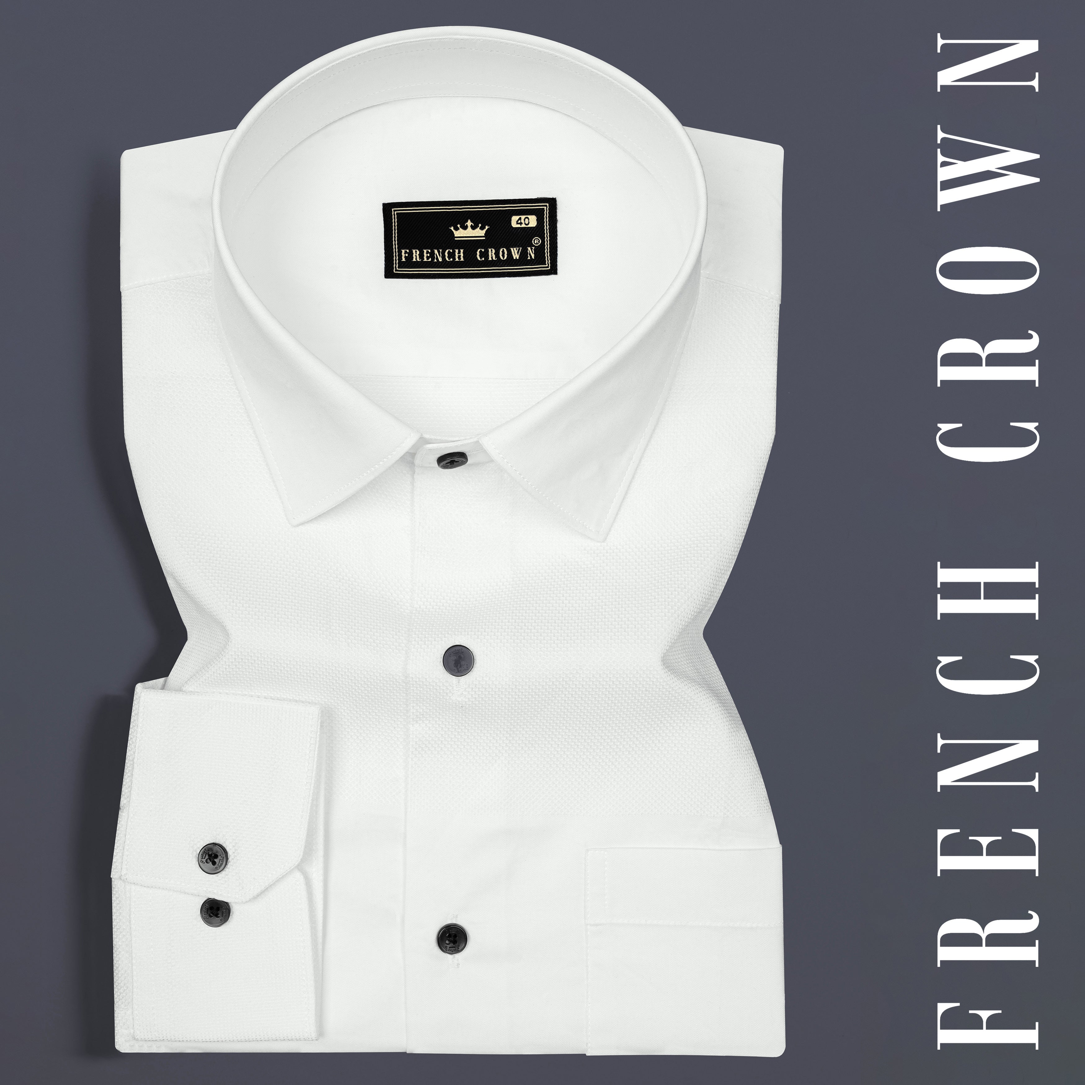 【digne】glossy shirt ホワイト Bright White Formal Textured Premium Cotton Shirt For Men