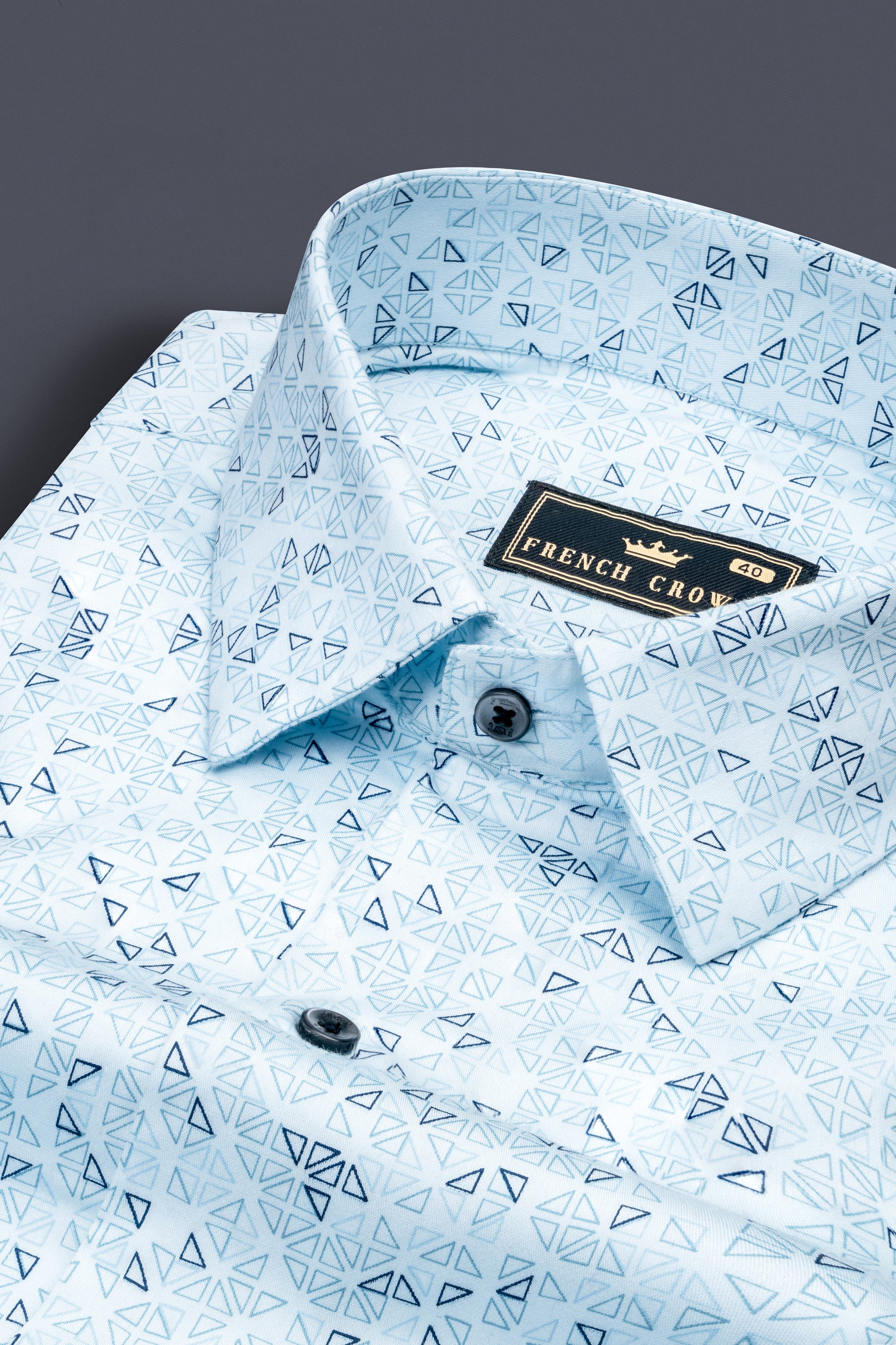 Zinggurat Blue Triangles Printed Super Soft Premium Cotton Shirt
