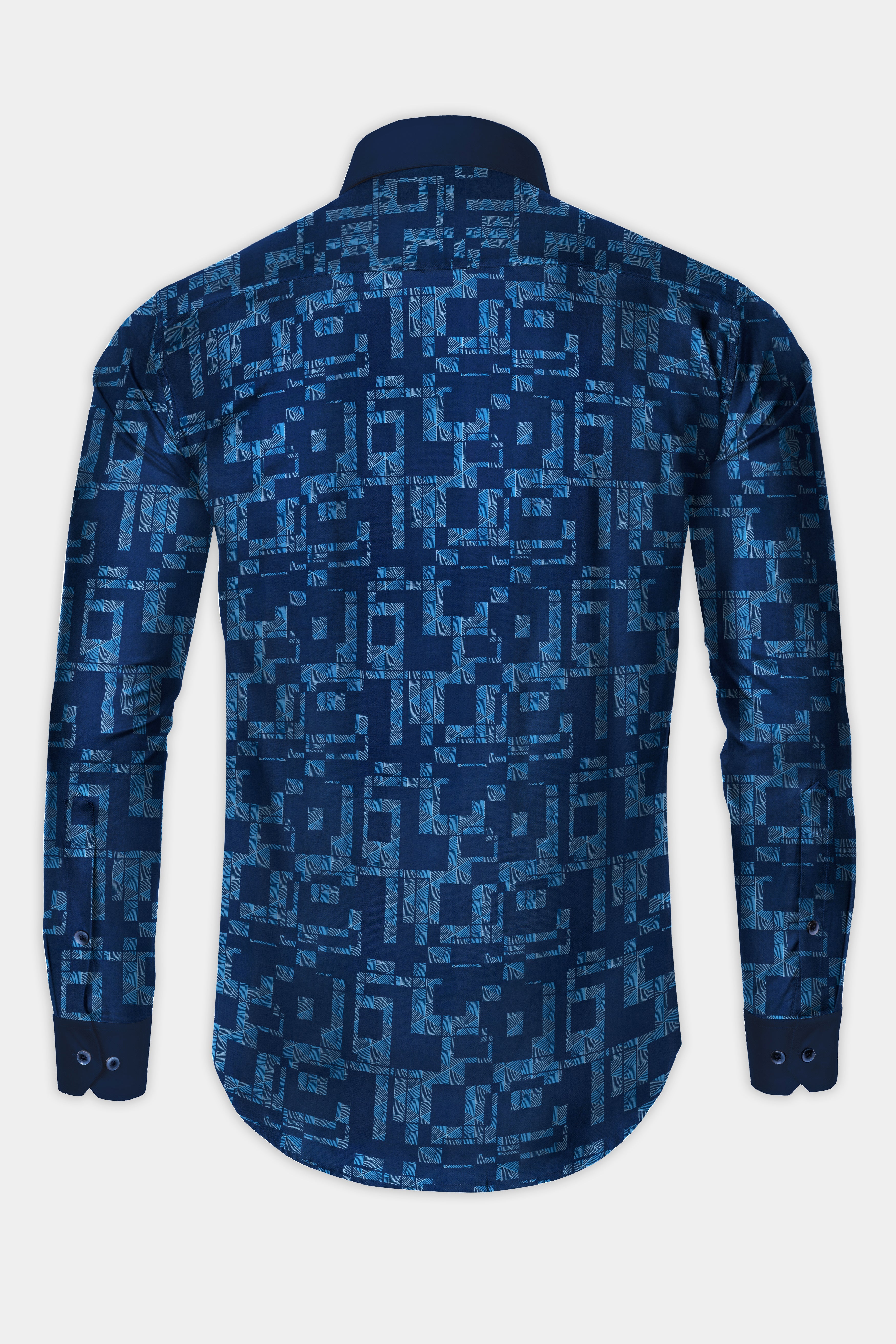 Ebony Blue Egyptian Square Printed Super Soft Premium Cotton Shirt