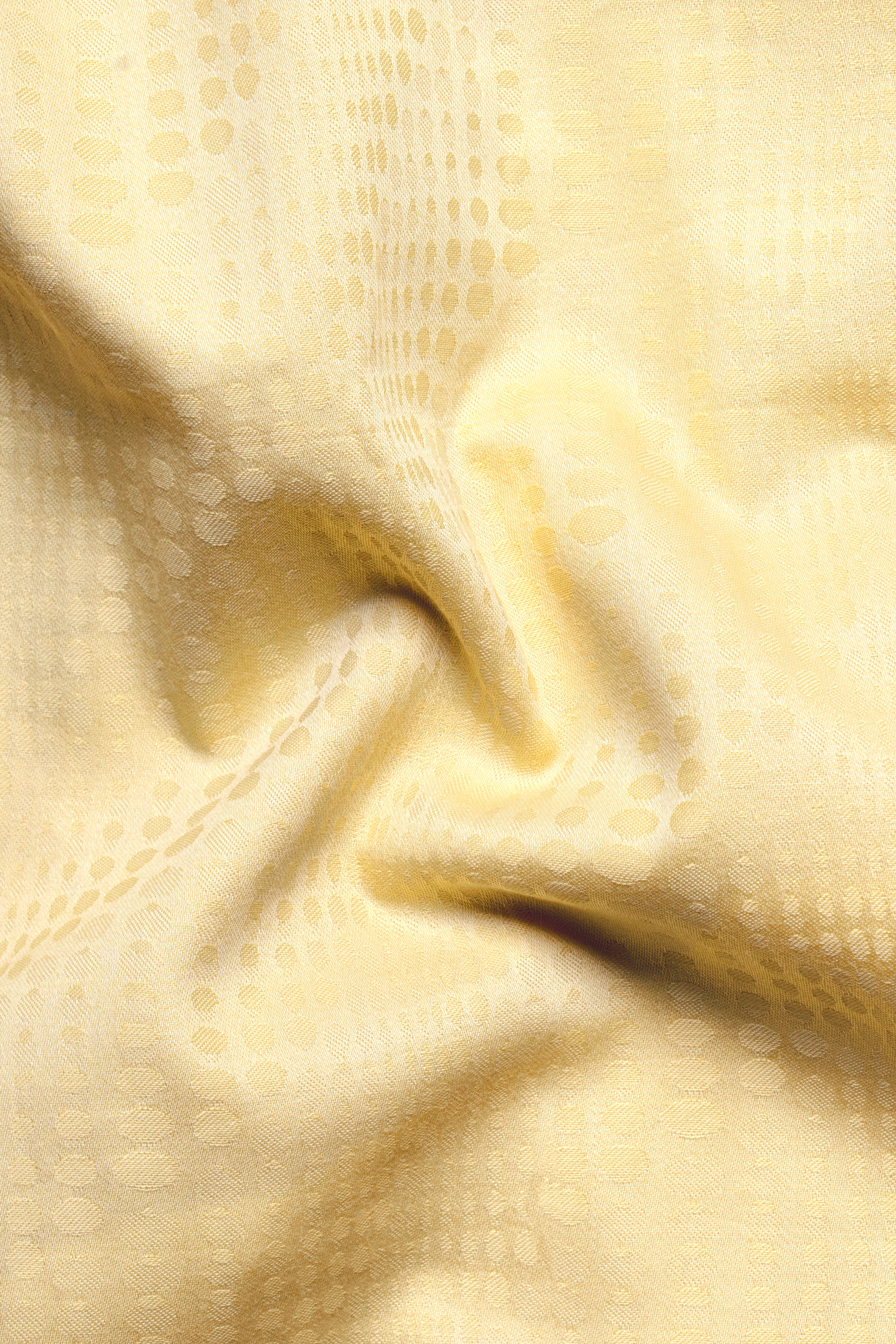 Brandy Yellow Jacquard Textured Premium Giza Cotton Shirt