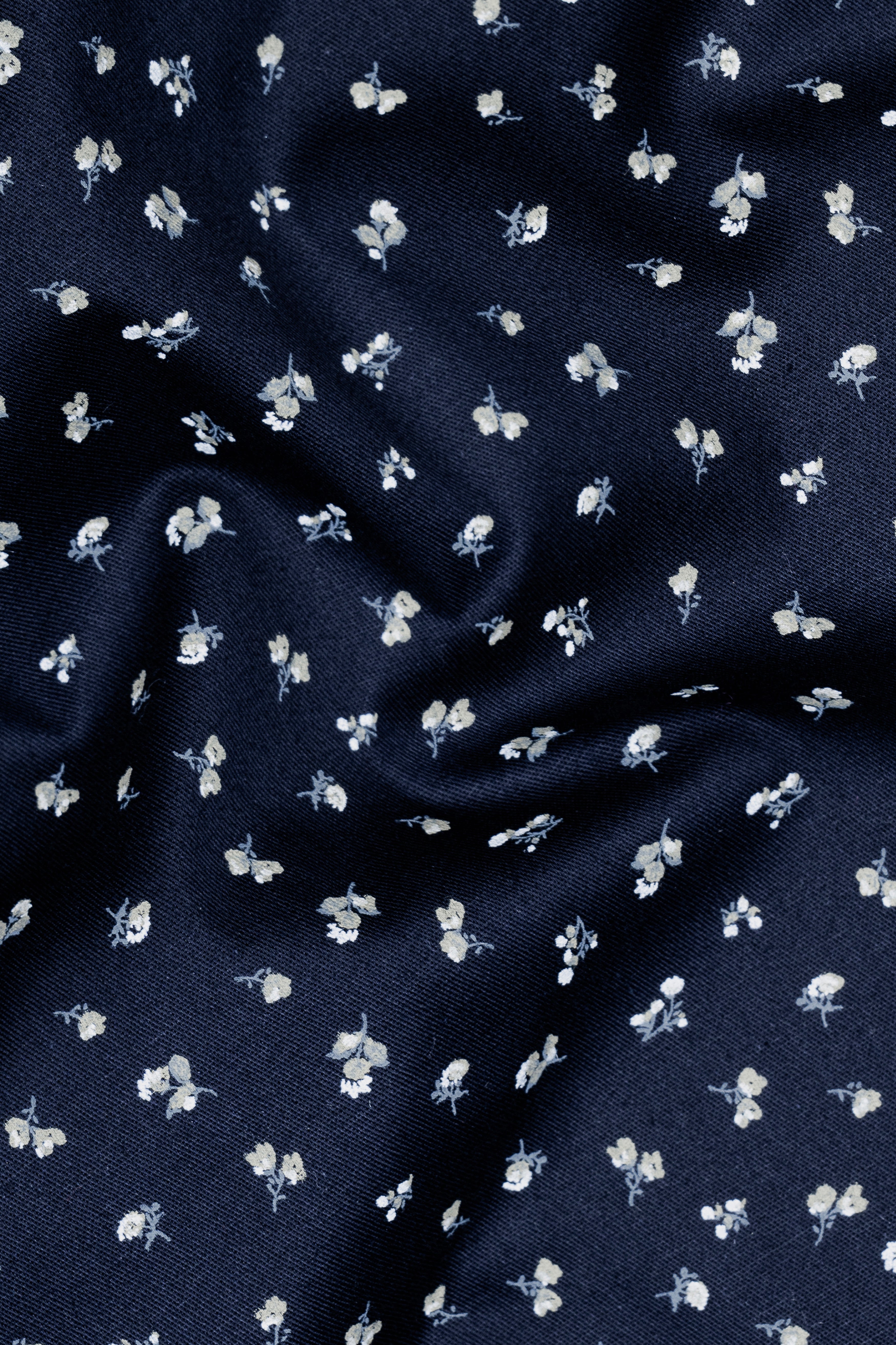 Steel Gray Micro Flower Printed Super Soft Premium Cotton Shirt