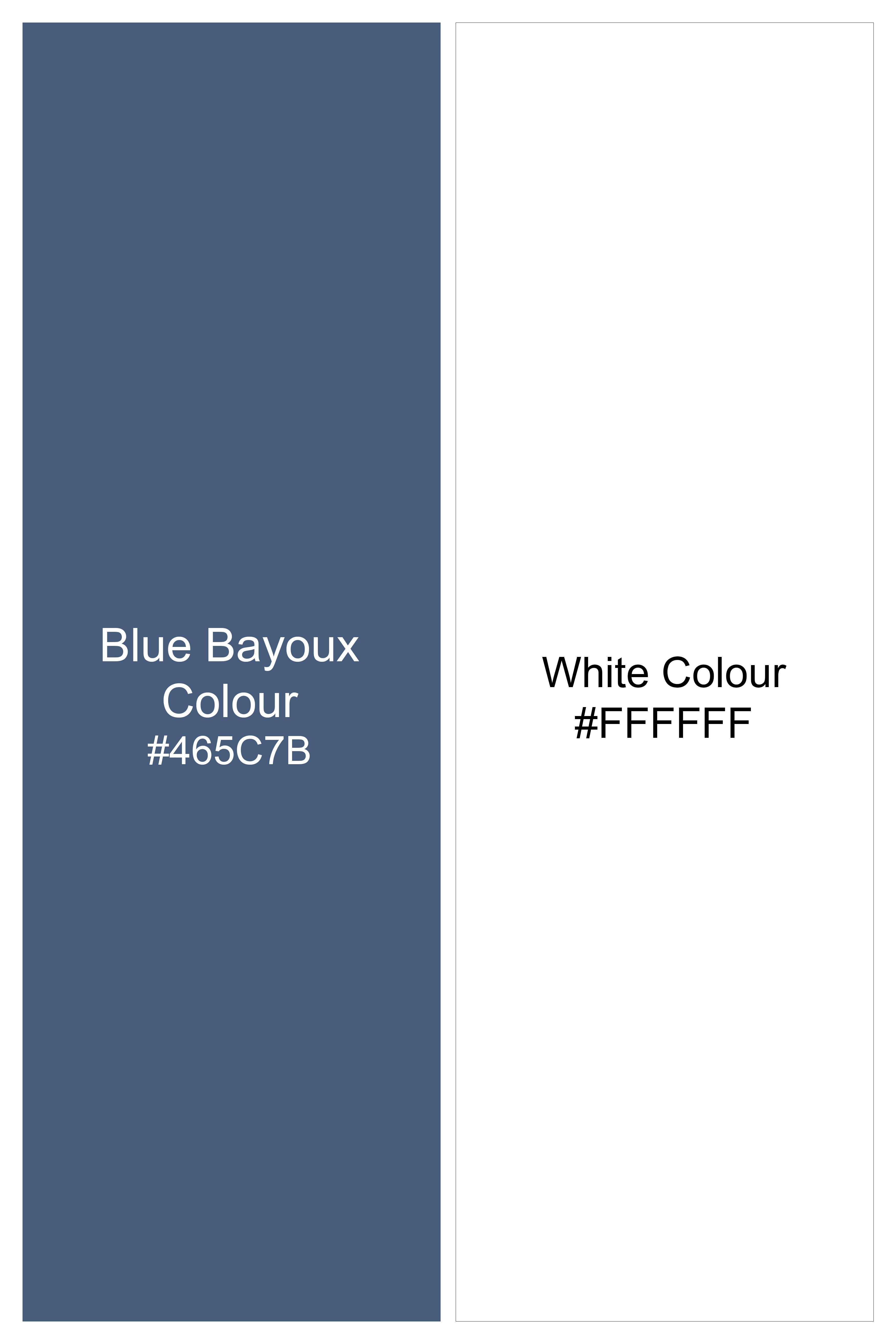 Blue Bayoux and White Striped Poplin Giza Cotton Shirt