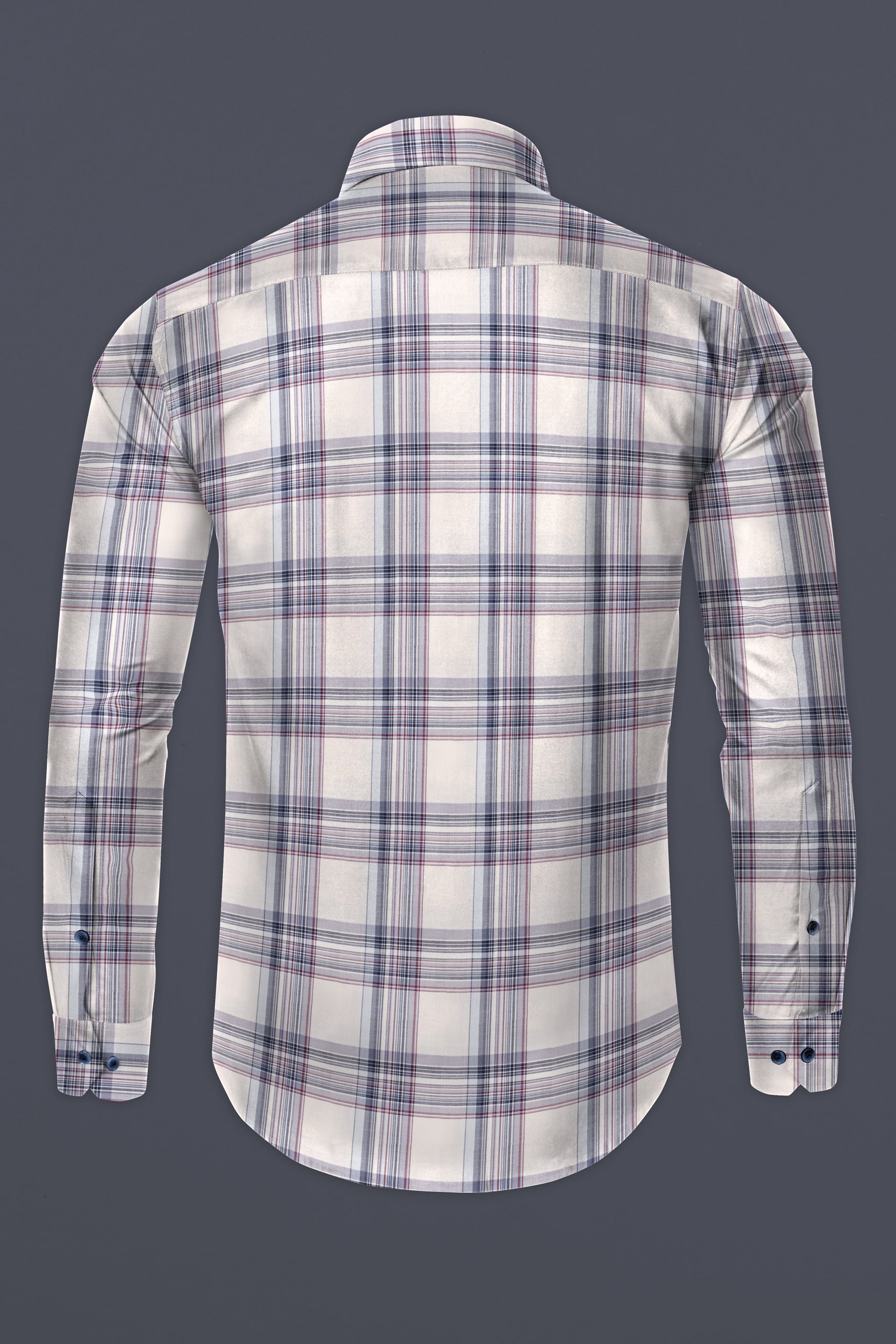 Cararra Cream with Multicolor checks plaid Twill Cotton Shirt