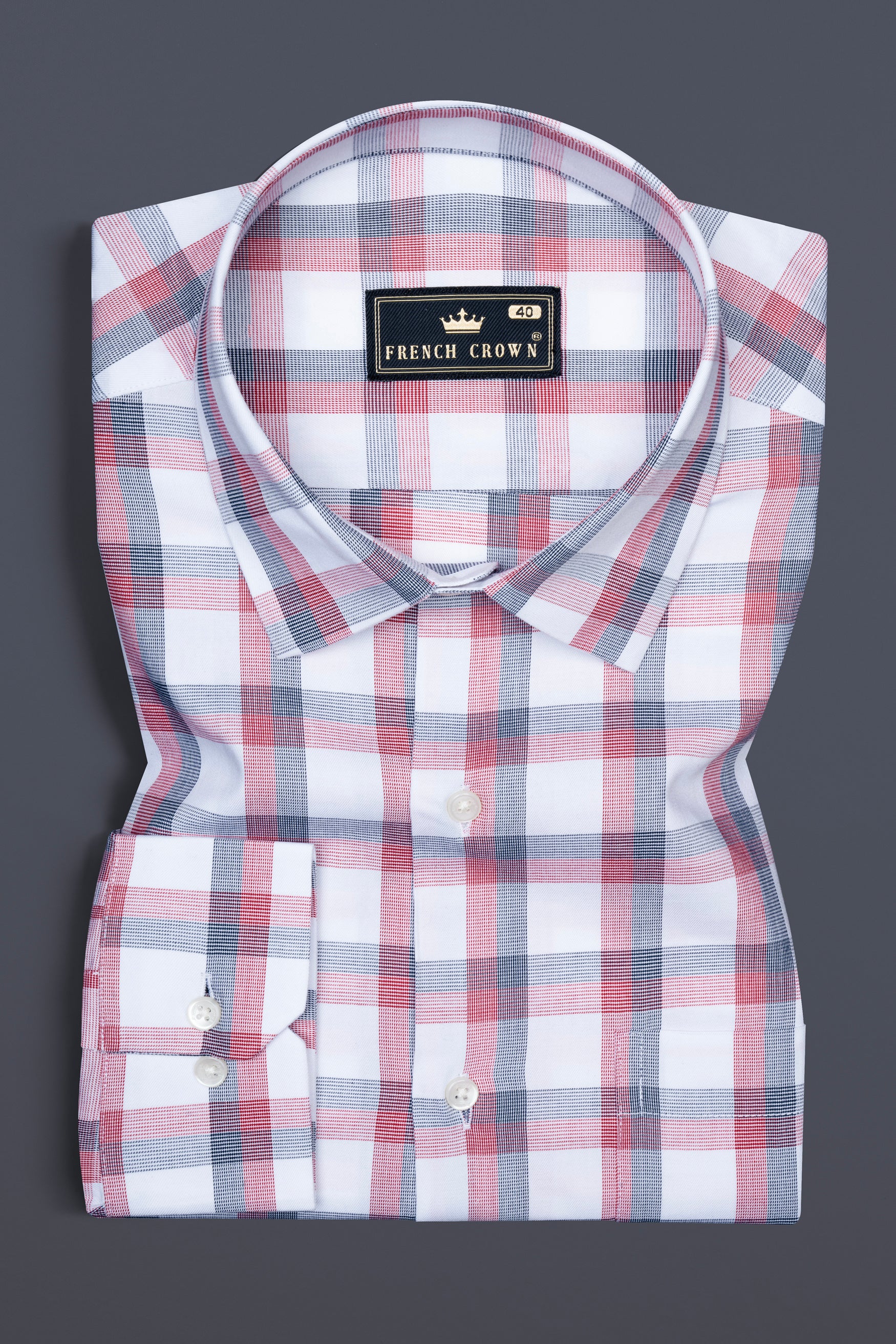 Valentine Red with Black Plaid Dobby Textured Premium Cotton Shirt