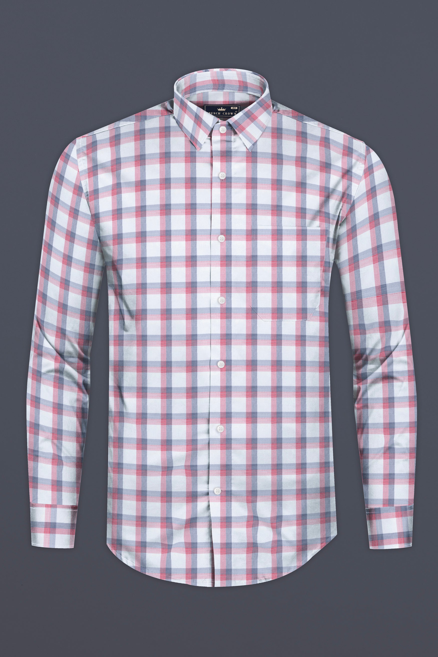 Valentine Red with Black Plaid Dobby Textured Premium Cotton Shirt