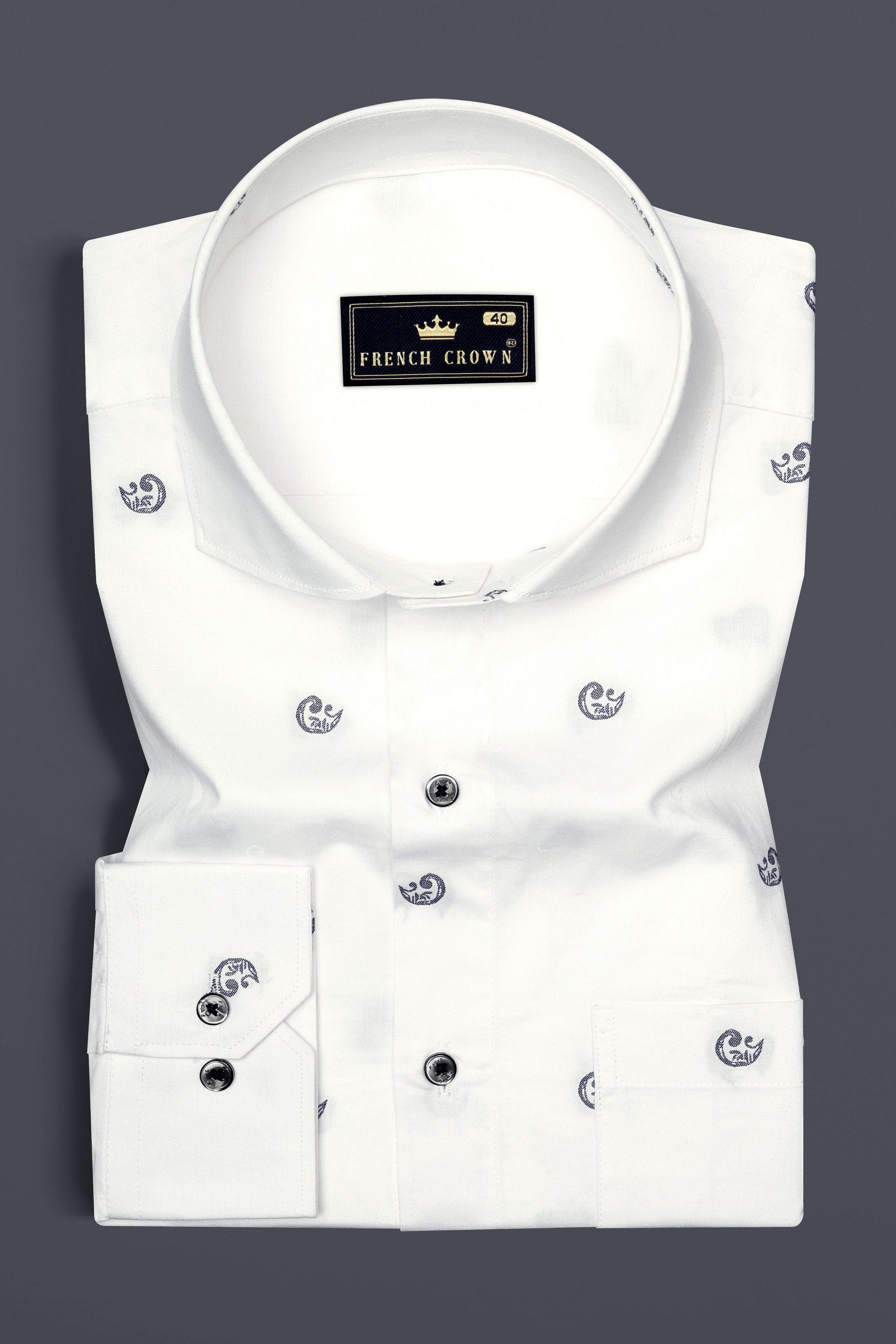 Bright White Jacquard Butta Textured Premium Giza Cotton Shirt
