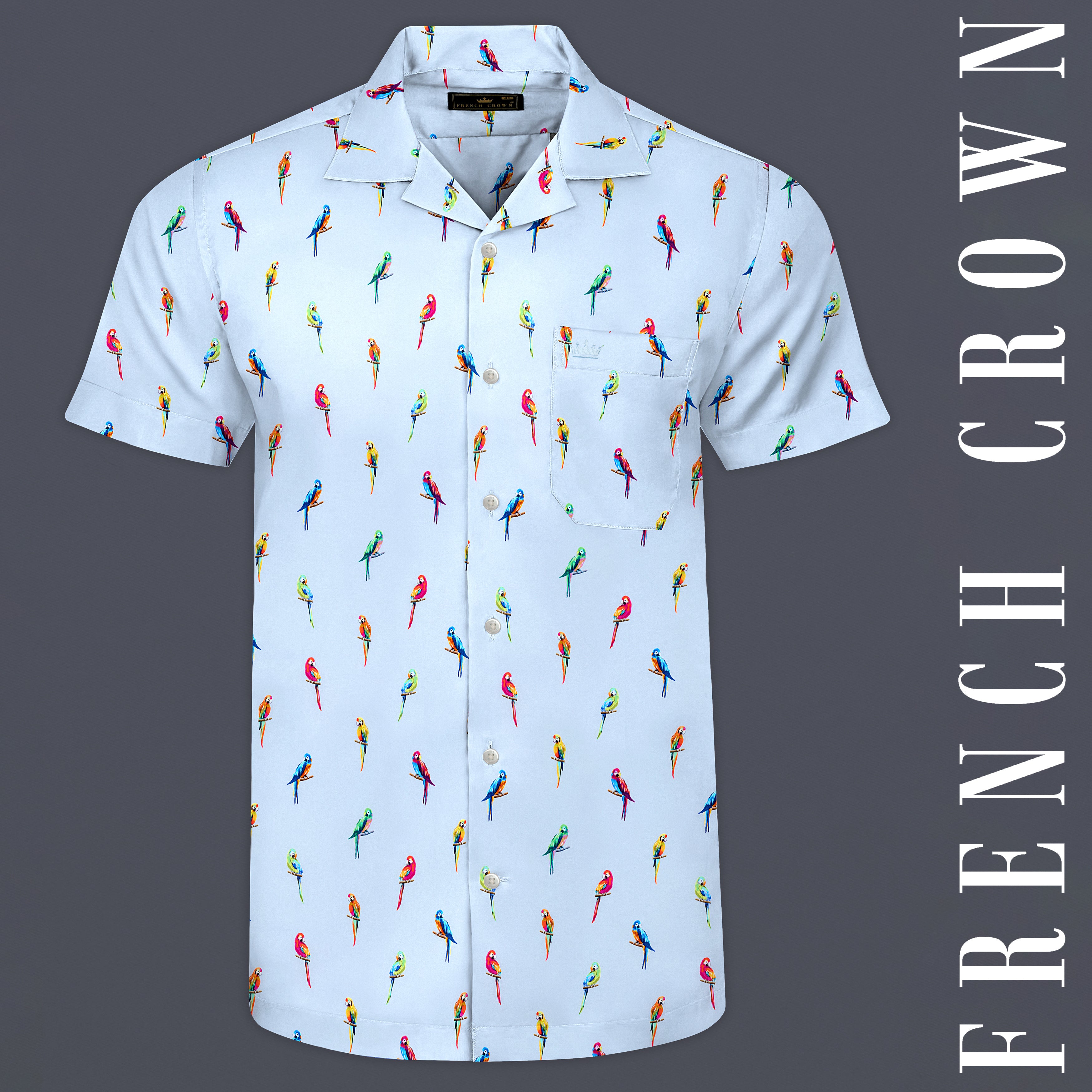 Spindle Blue Casual Prints Premium Cotton Shirt For Men