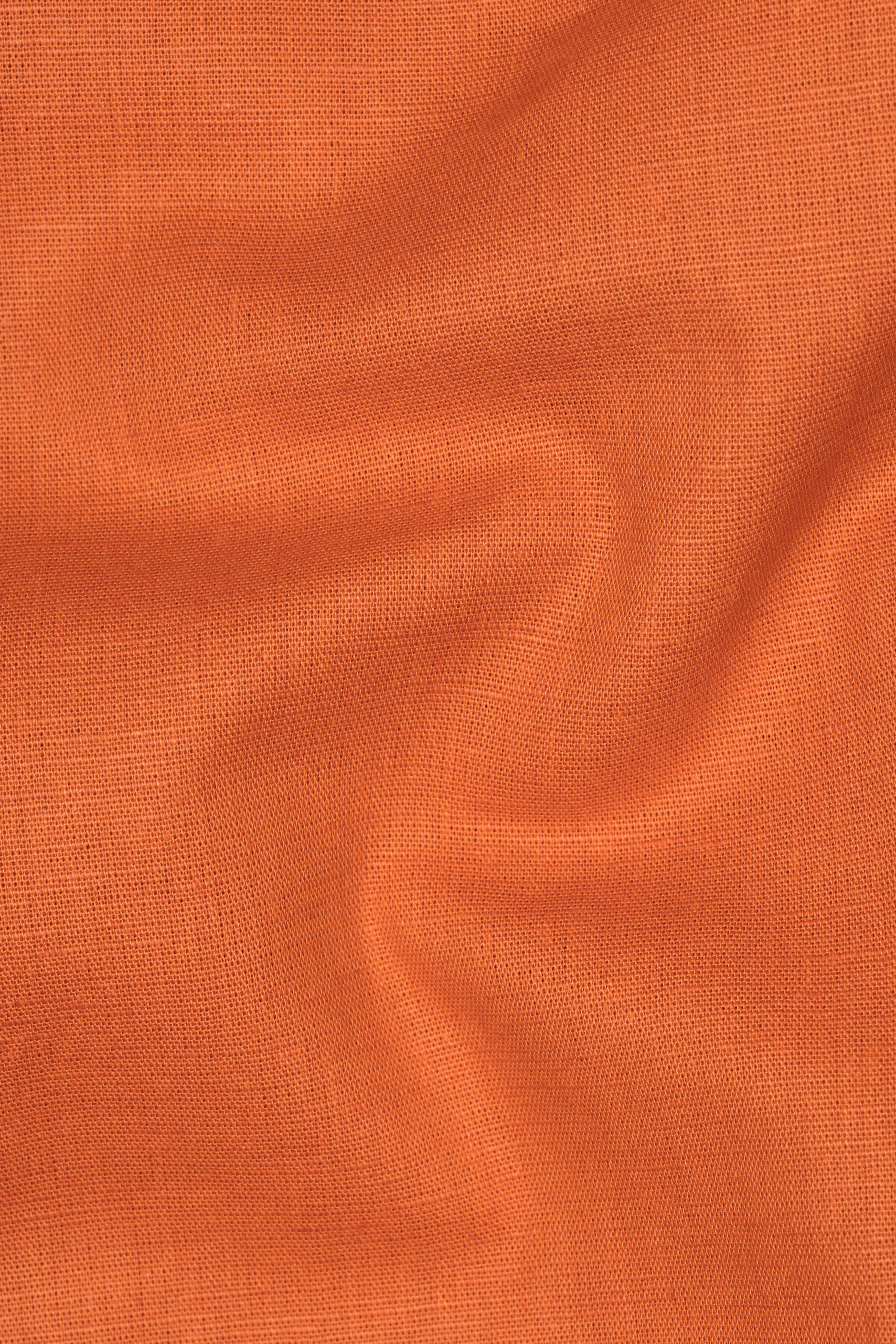 Flame Orange Luxurious Linen Kurta Shirt