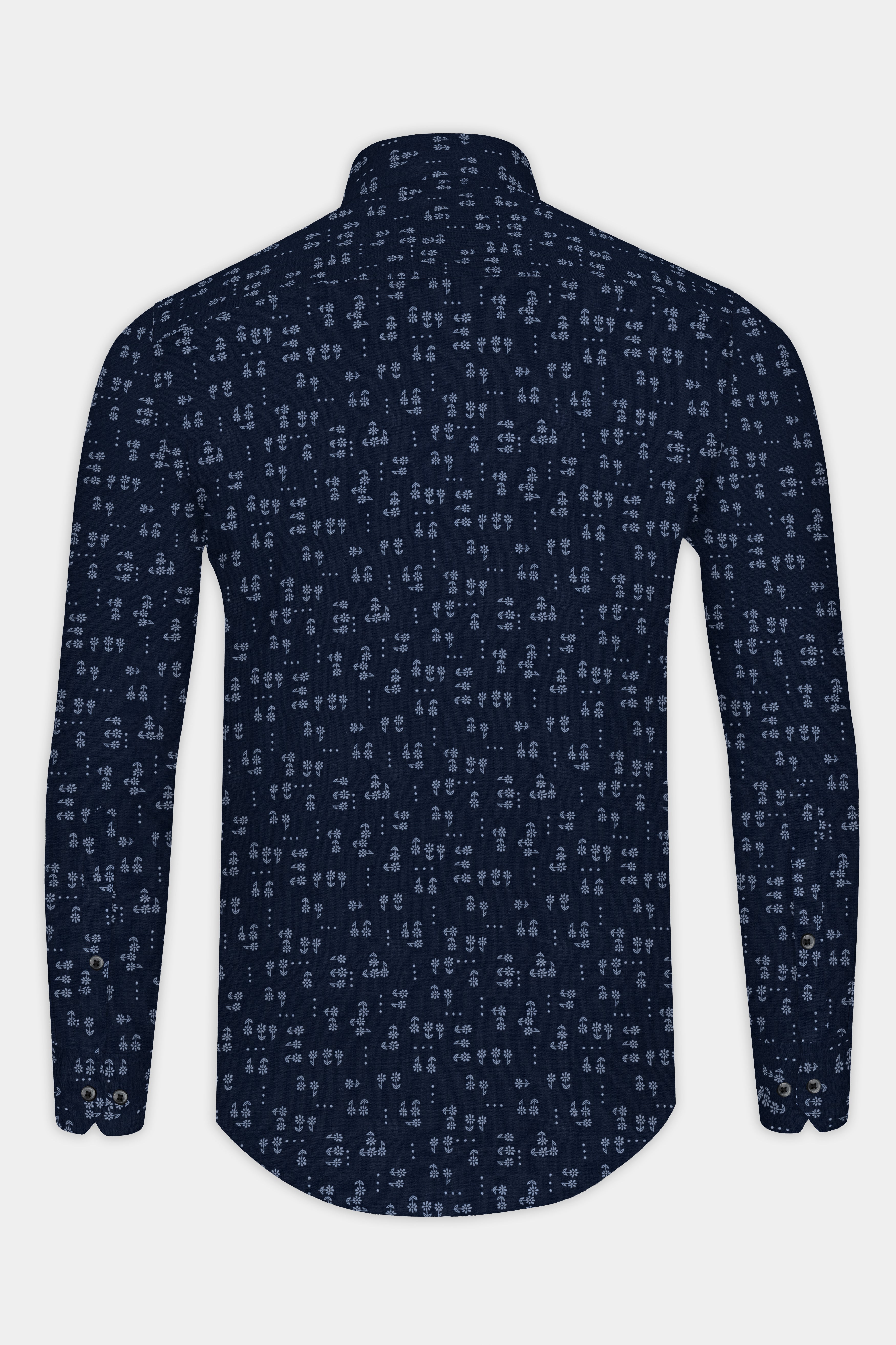 Vulcan Blue Flower Formal Prints Premium Cotton Shirt For Men