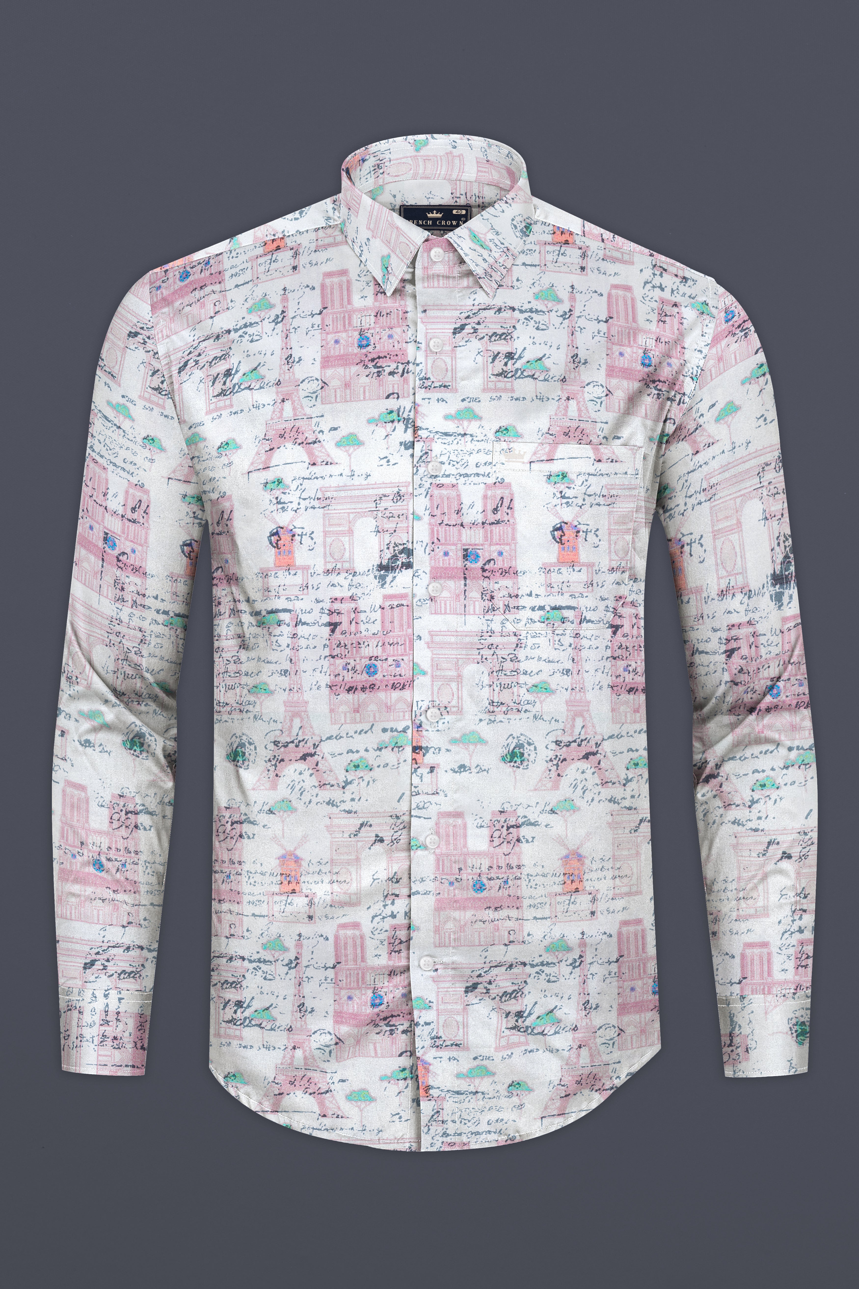 Bright white Multicolor City Printed Super Soft Premium Cotton Shirt 12708-38, 12708-H-38, 12708-39, 12708-H-39, 12708-40, 12708-H-40, 12708-42, 12708-H-42, 12708-44, 12708-H-44, 12708-46, 12708-H-46, 12708-48, 12708-H-48, 12708-50, 12708-H-50, 12708-52, 12708-H-52