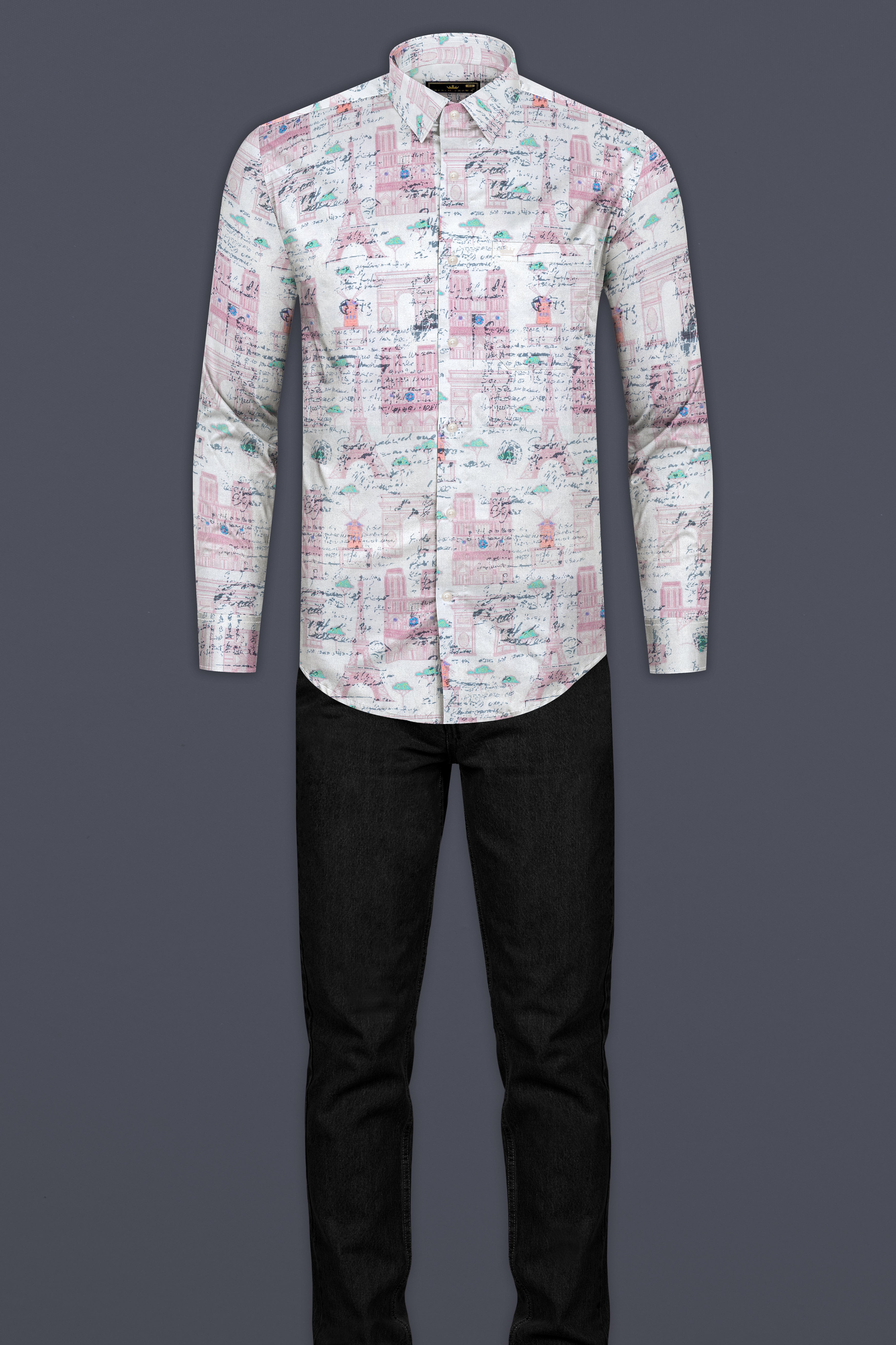 Bright white Multicolor City Printed Super Soft Premium Cotton Shirt 12708-38, 12708-H-38, 12708-39, 12708-H-39, 12708-40, 12708-H-40, 12708-42, 12708-H-42, 12708-44, 12708-H-44, 12708-46, 12708-H-46, 12708-48, 12708-H-48, 12708-50, 12708-H-50, 12708-52, 12708-H-52