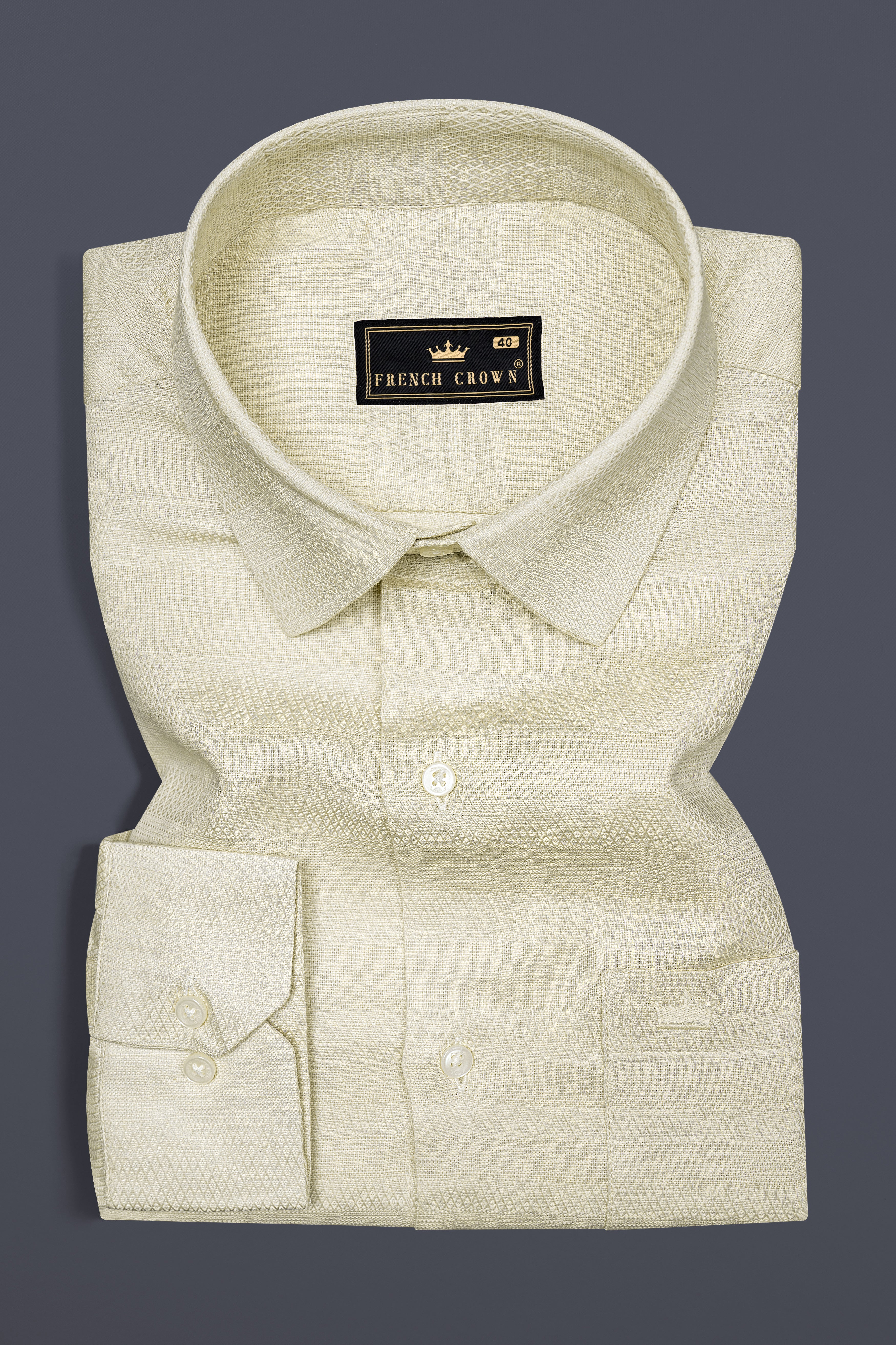 Parchment Cream Dobby Textured Premium Giza Cotton Shirt