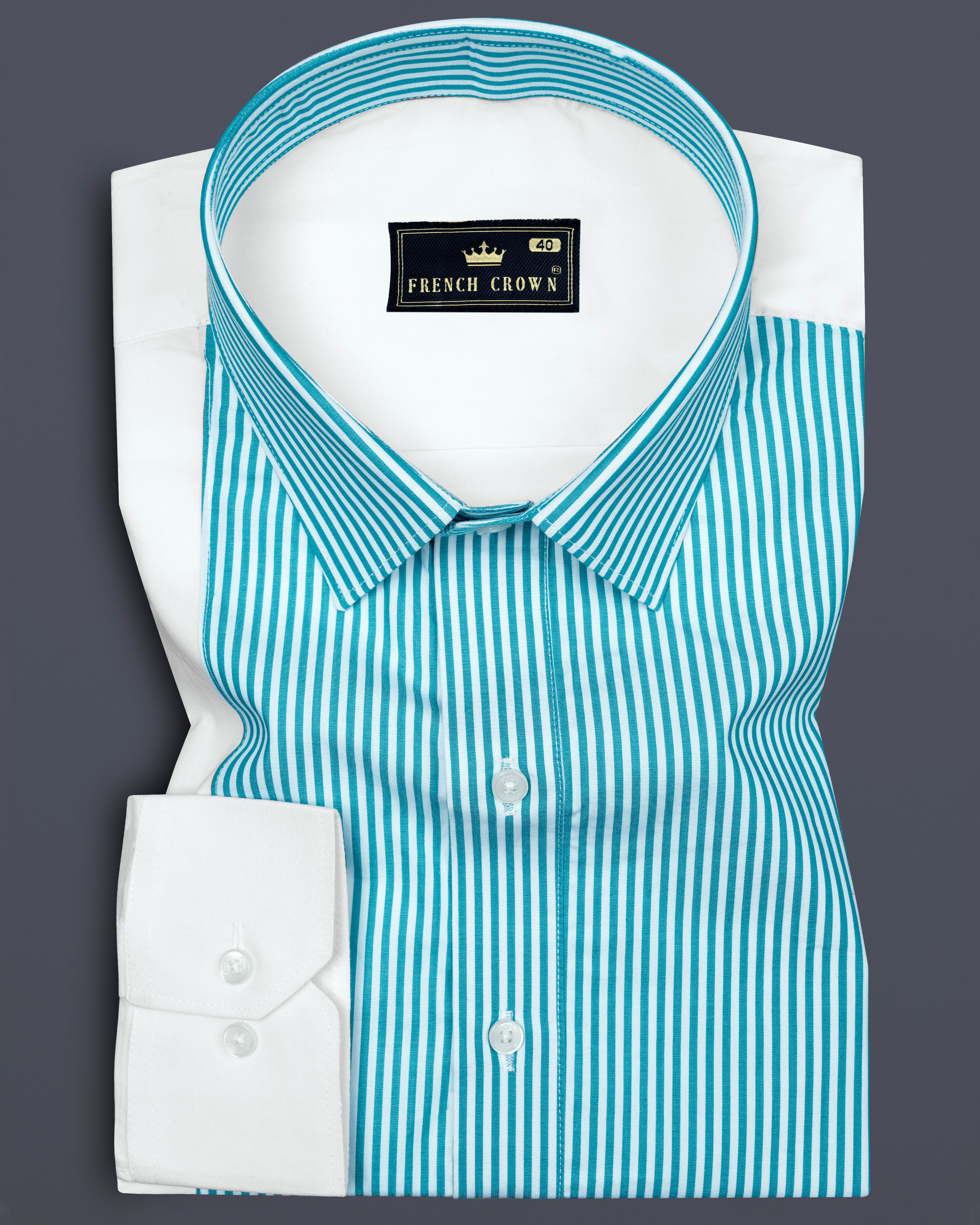 Cerulean Blue and Bright White Striped Super Soft Premium Cotton Designer Shirt