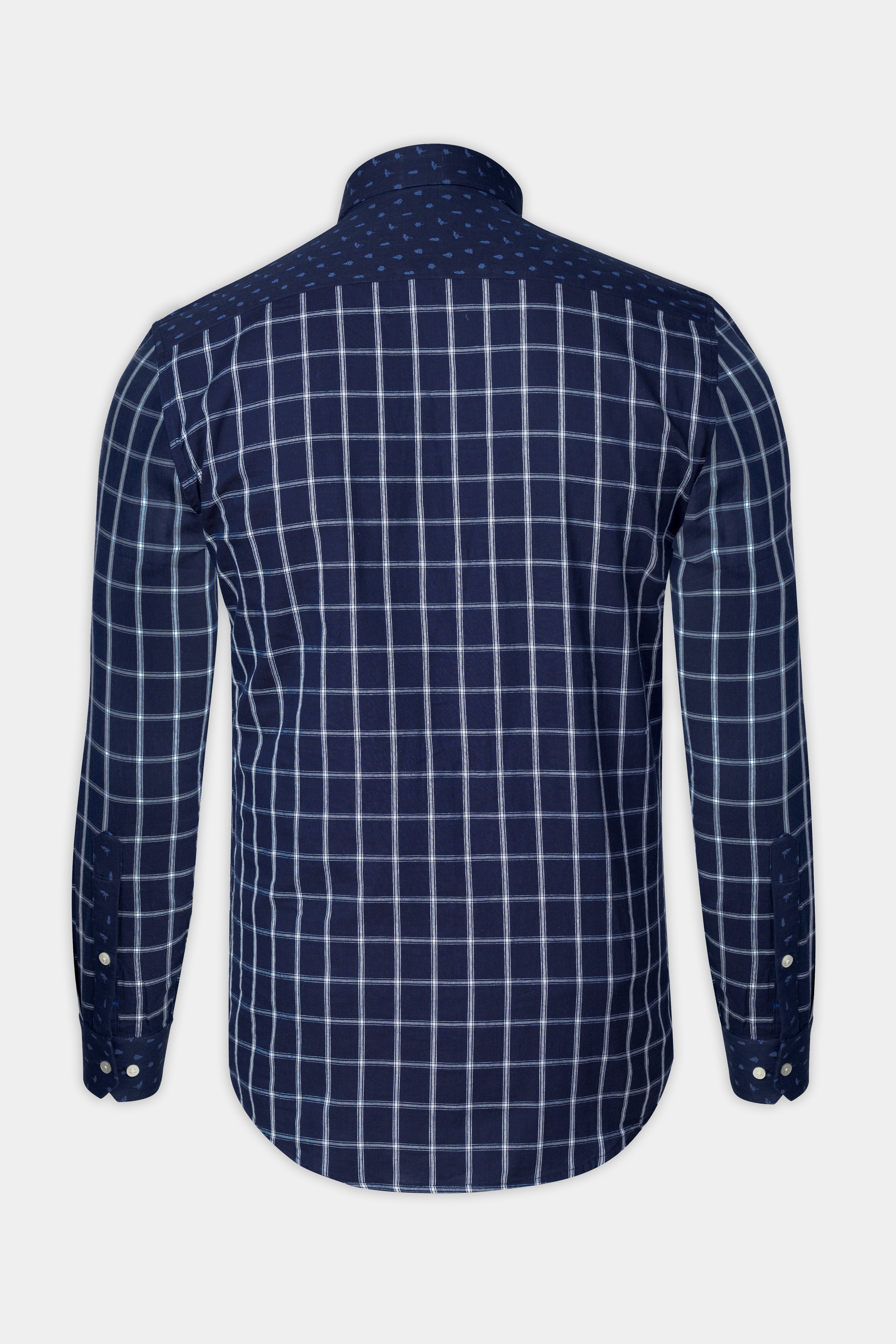 Mirage Blue checkered pattern Chambray Designer Shirt