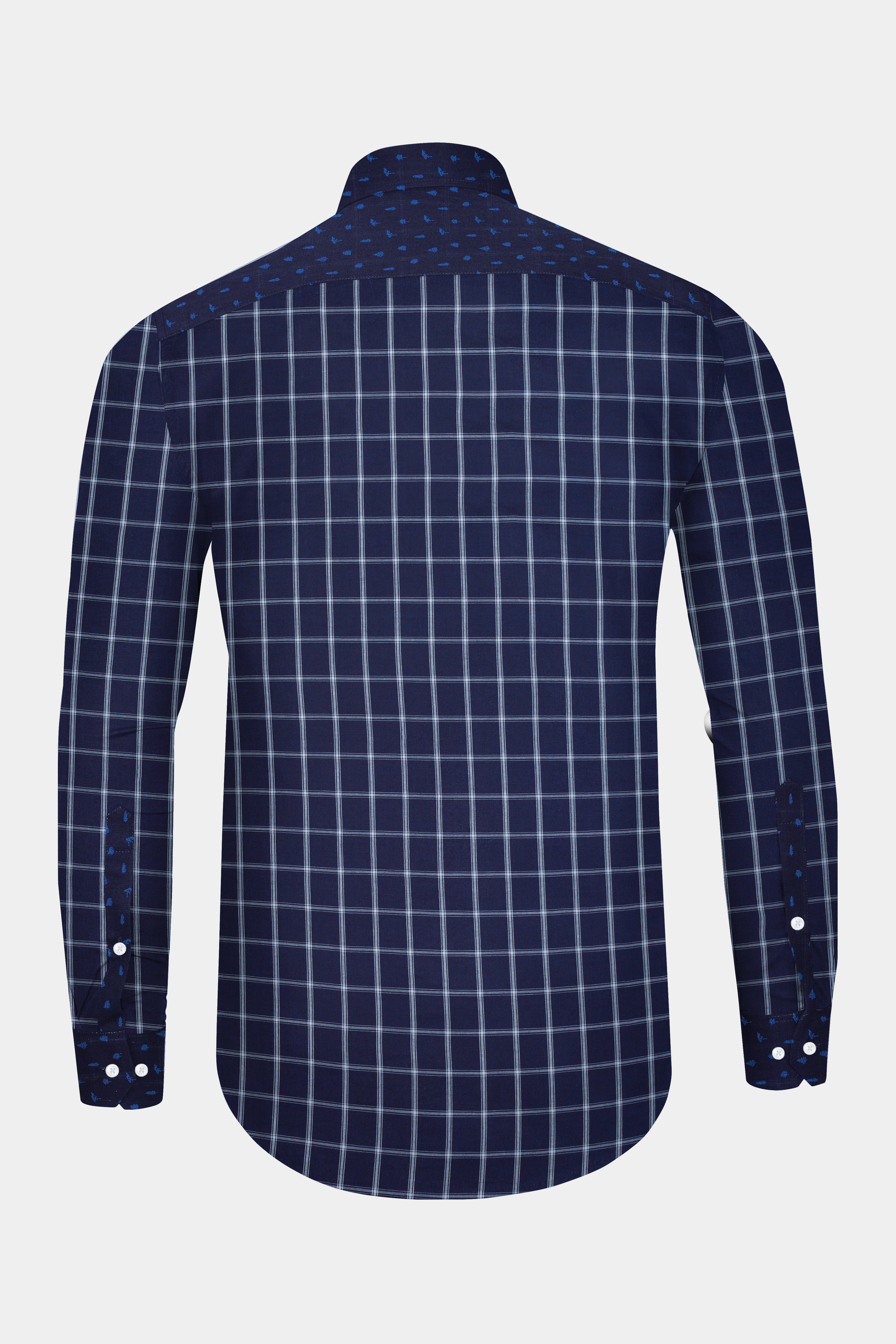 Mirage Blue checkered pattern Chambray Designer Shirt
