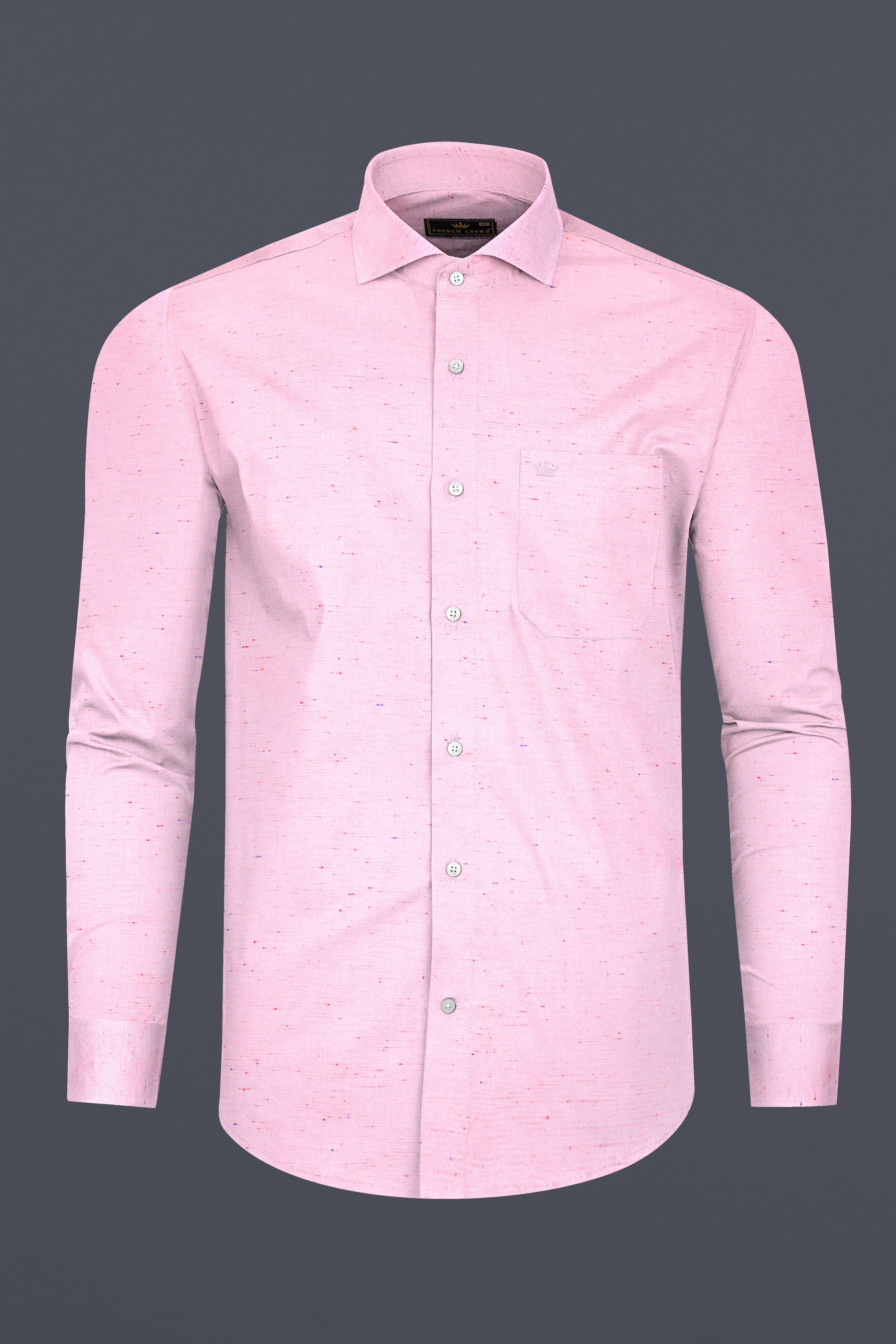 Cherub Pink Formal Textured Premium Cotton Shirt For Men