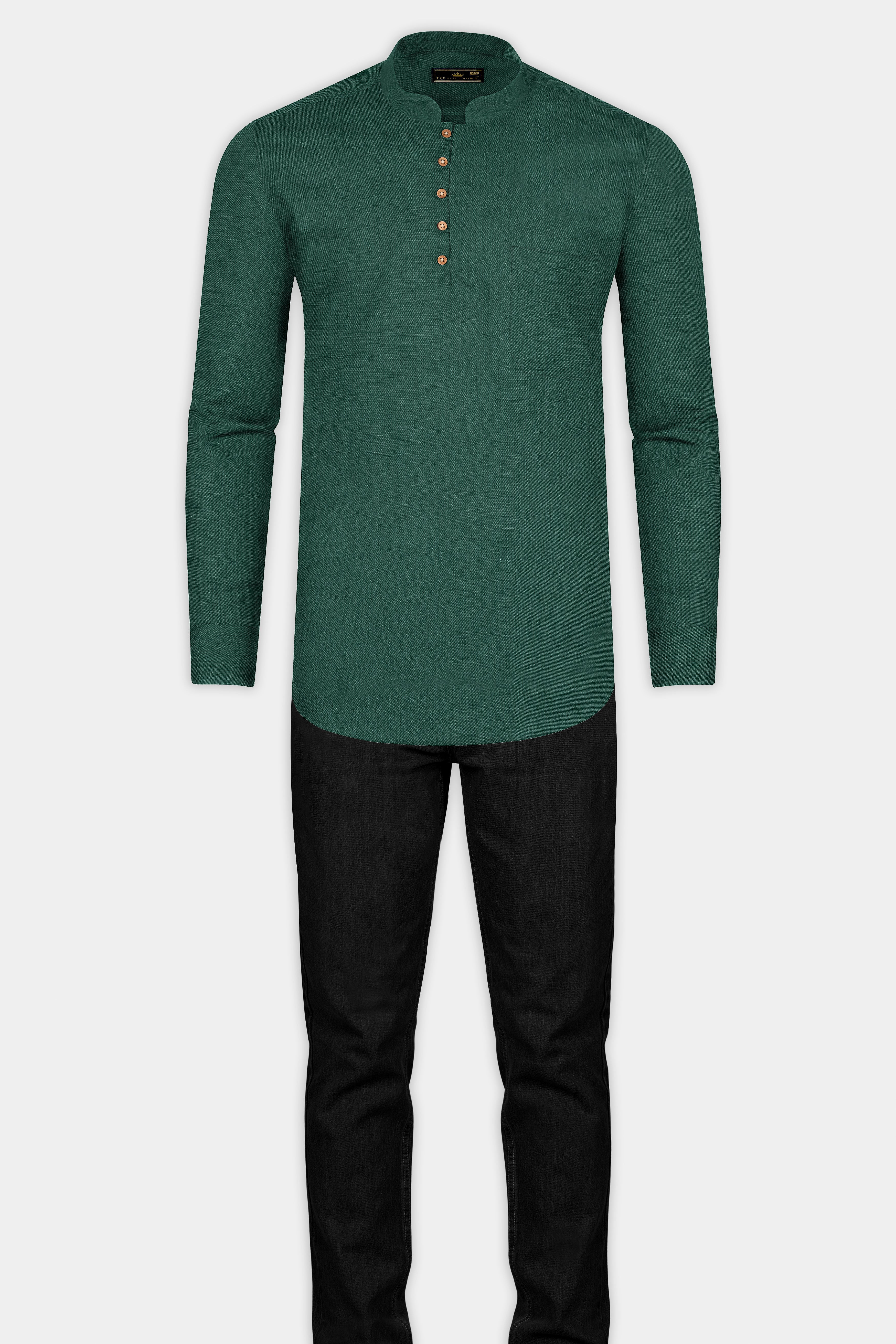 Everglade Green Luxurious Linen Kurta Shirt