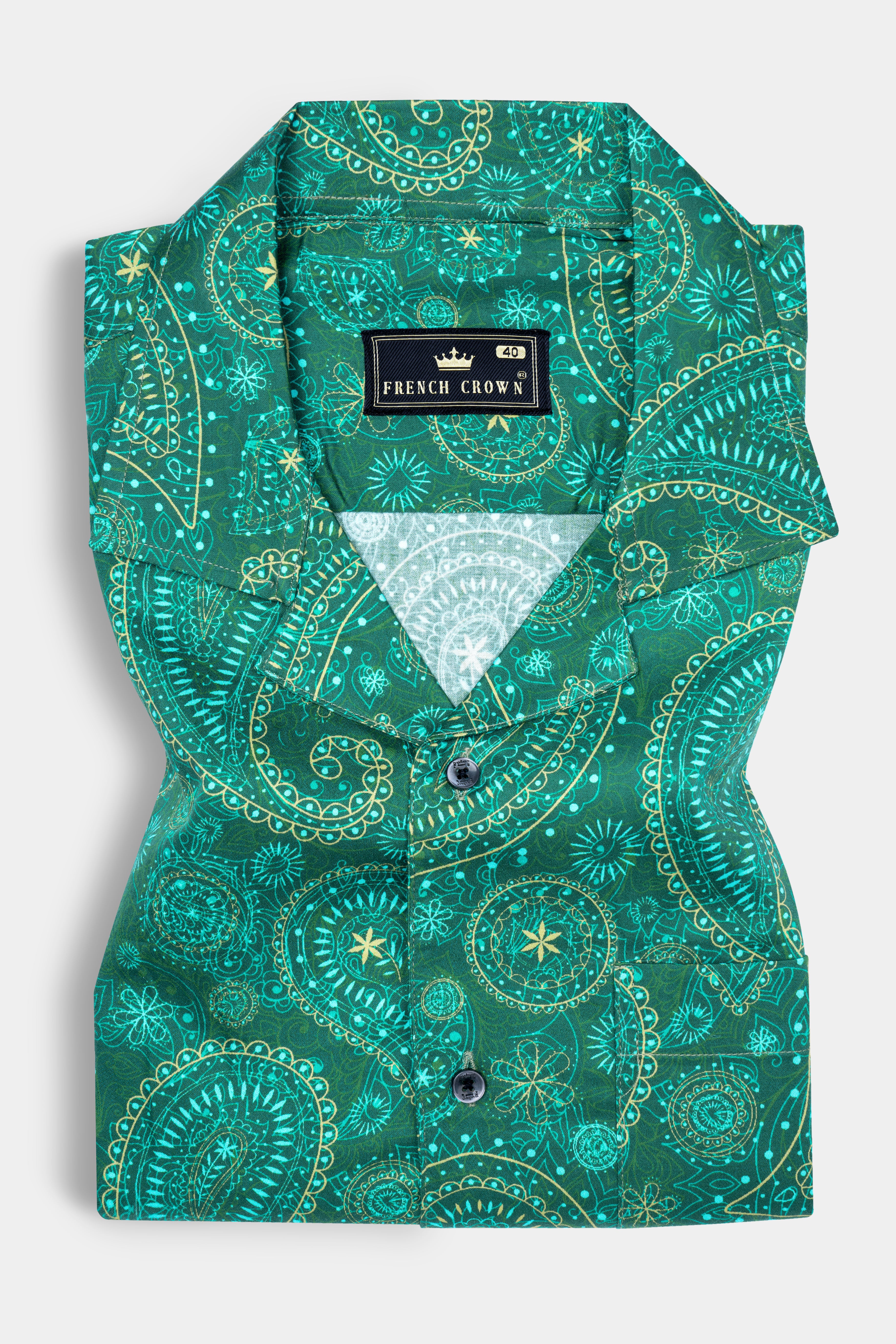 Viridian Green Paisley Printed Super Soft Premium Cotton Shirt 12738-CC-BLK-SS-38, 12738-CC-BLK-SS-H-38, 12738-CC-BLK-SS-39, 12738-CC-BLK-SS-H-39, 12738-CC-BLK-SS-40, 12738-CC-BLK-SS-H-40, 12738-CC-BLK-SS-42, 12738-CC-BLK-SS-H-42, 12738-CC-BLK-SS-44, 12738-CC-BLK-SS-H-44, 12738-CC-BLK-SS-46, 12738-CC-BLK-SS-H-46, 12738-CC-BLK-SS-48, 12738-CC-BLK-SS-H-48, 12738-CC-BLK-SS-50, 12738-CC-BLK-SS-H-50, 12738-CC-BLK-SS-52, 12738-CC-BLK-SS-H-52