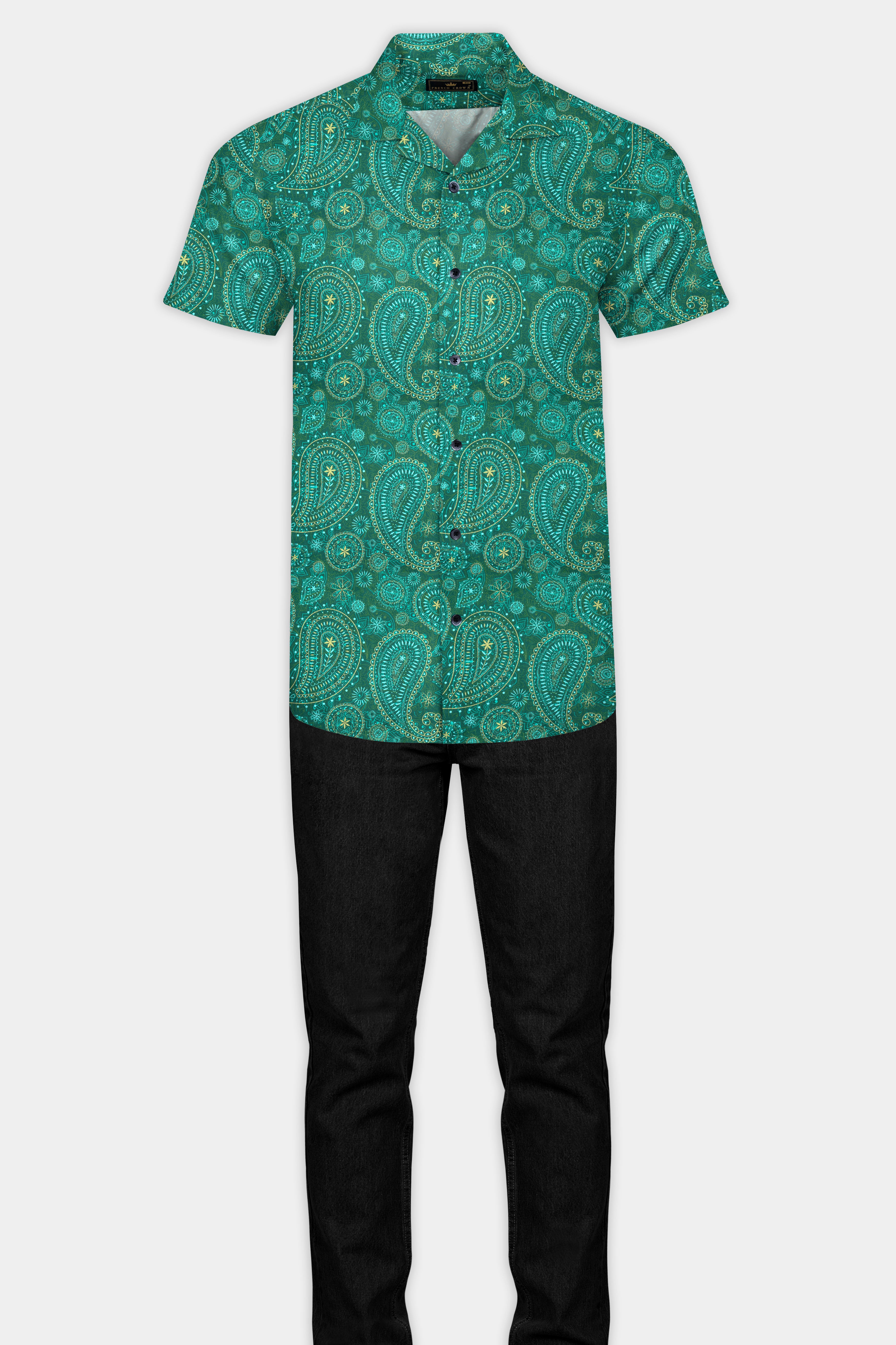 Viridian Green Paisley Printed Super Soft Premium Cotton Shirt 12738-CC-BLK-SS-38, 12738-CC-BLK-SS-H-38, 12738-CC-BLK-SS-39, 12738-CC-BLK-SS-H-39, 12738-CC-BLK-SS-40, 12738-CC-BLK-SS-H-40, 12738-CC-BLK-SS-42, 12738-CC-BLK-SS-H-42, 12738-CC-BLK-SS-44, 12738-CC-BLK-SS-H-44, 12738-CC-BLK-SS-46, 12738-CC-BLK-SS-H-46, 12738-CC-BLK-SS-48, 12738-CC-BLK-SS-H-48, 12738-CC-BLK-SS-50, 12738-CC-BLK-SS-H-50, 12738-CC-BLK-SS-52, 12738-CC-BLK-SS-H-52