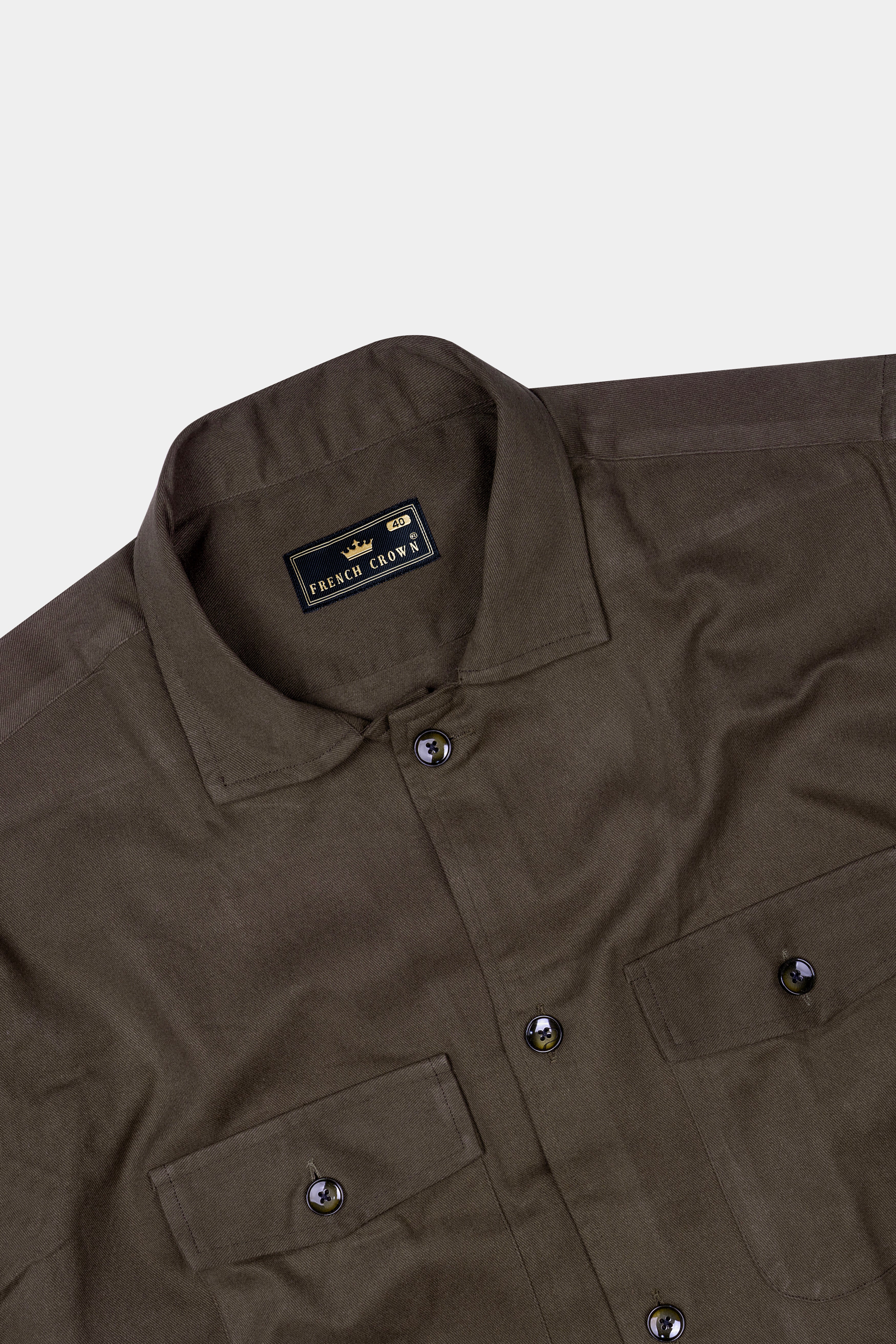 Taupe Brown Heavyweight Twill Cotton Shacket
