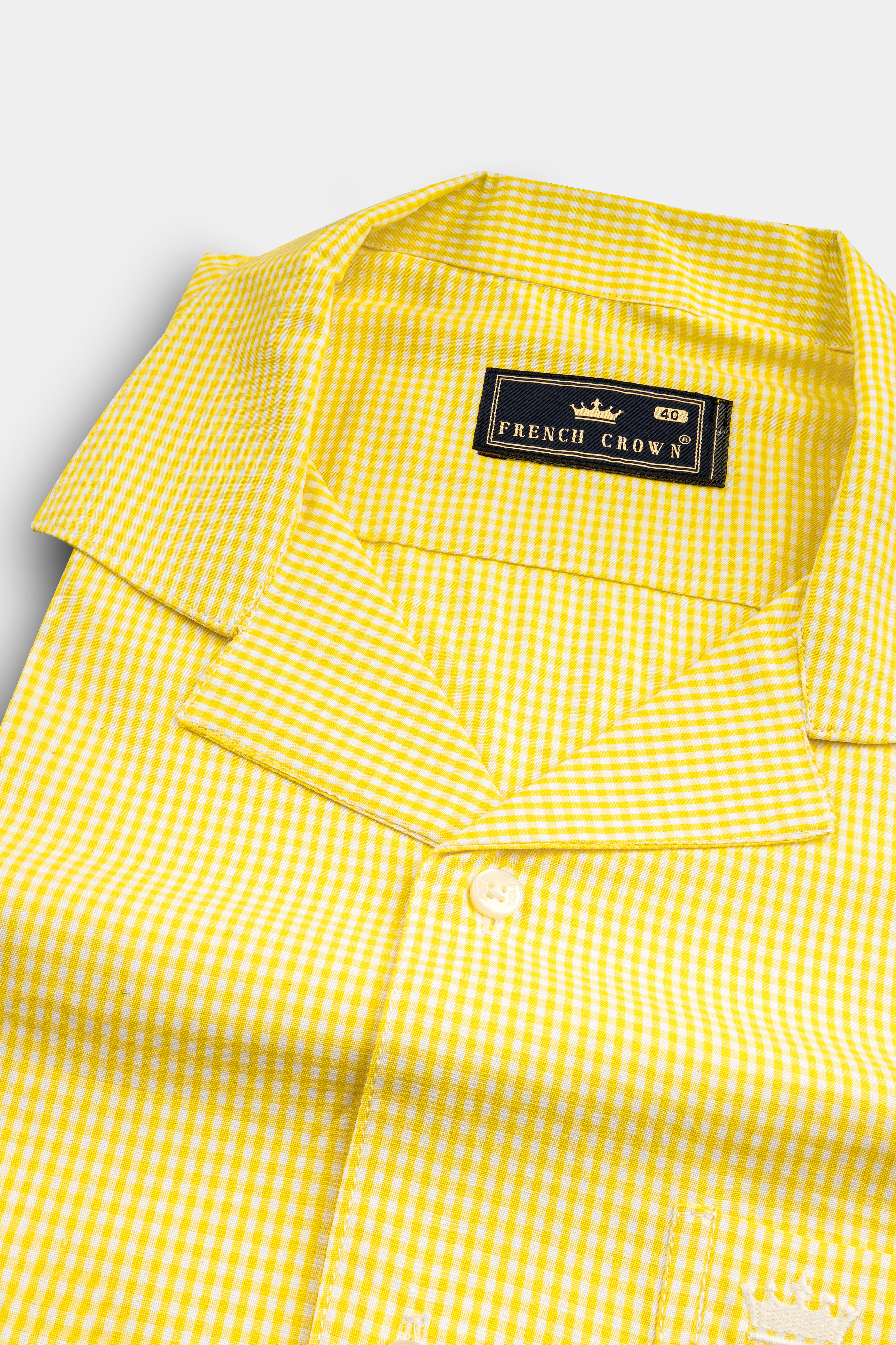 Jasmine Yellow Mini Checkered Twill Cotton Shirt