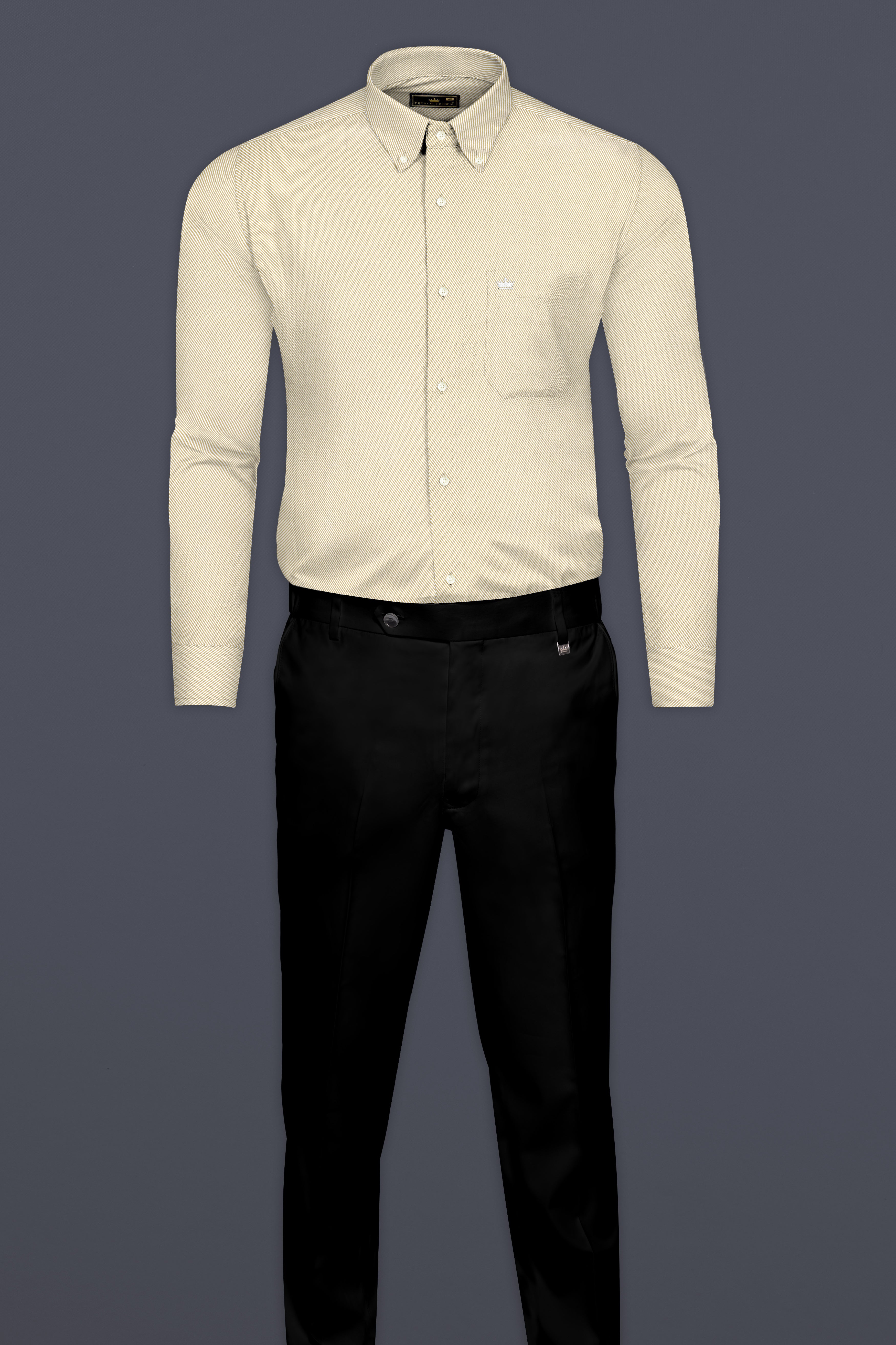 Stark Cream Pin Striped Twill Cotton Shirt