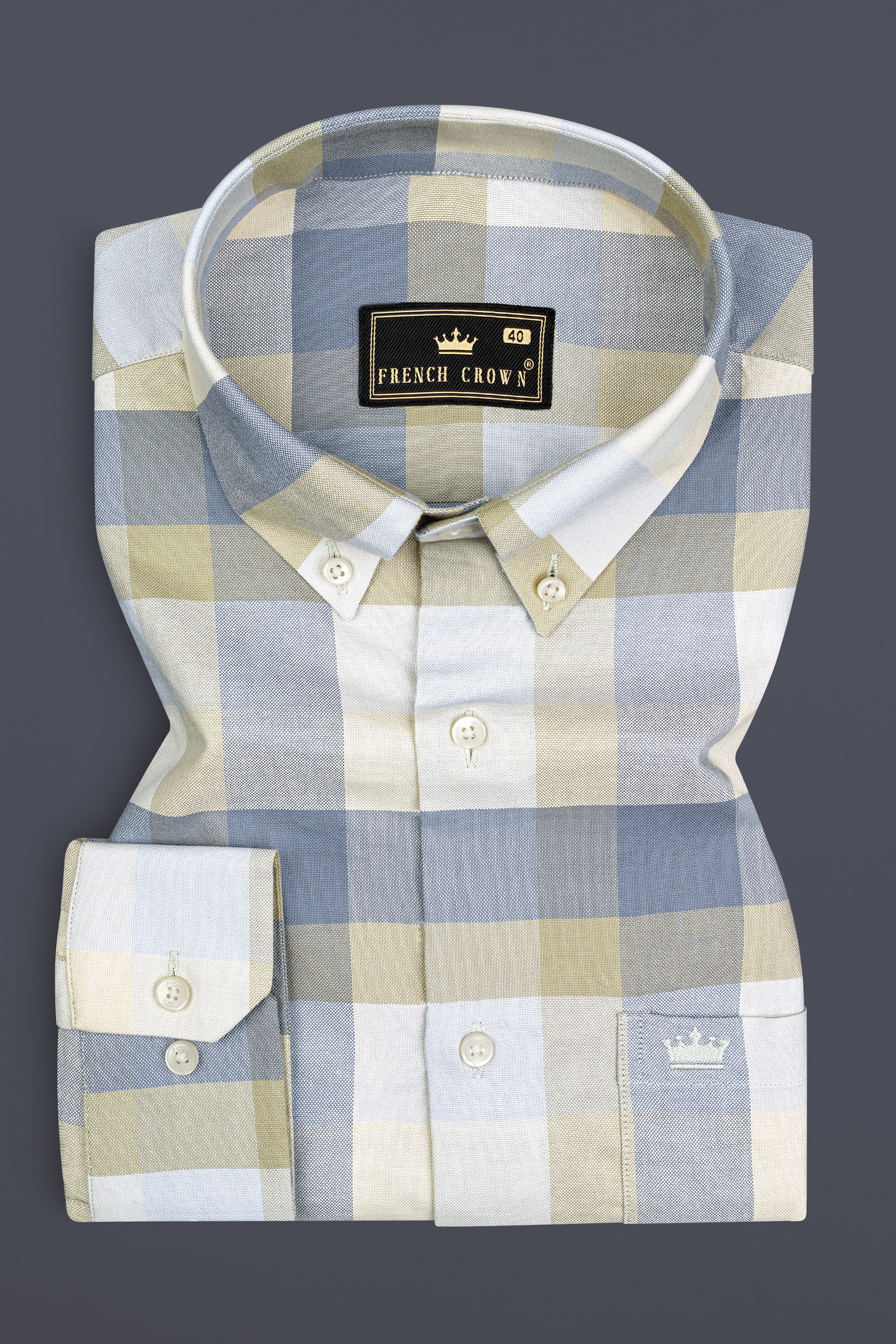 Wild Blue with Maize Cream Plaid Royal Oxford Shirt 12756-BD-38, 12756-BD-H-38, 12756-BD-39, 12756-BD-H-39, 12756-BD-40, 12756-BD-H-40, 12756-BD-42, 12756-BD-H-42, 12756-BD-44, 12756-BD-H-44, 12756-BD-46, 12756-BD-H-46, 12756-BD-48, 12756-BD-H-48, 12756-BD-50, 12756-BD-H-50, 12756-BD-52, 12756-BD-H-52