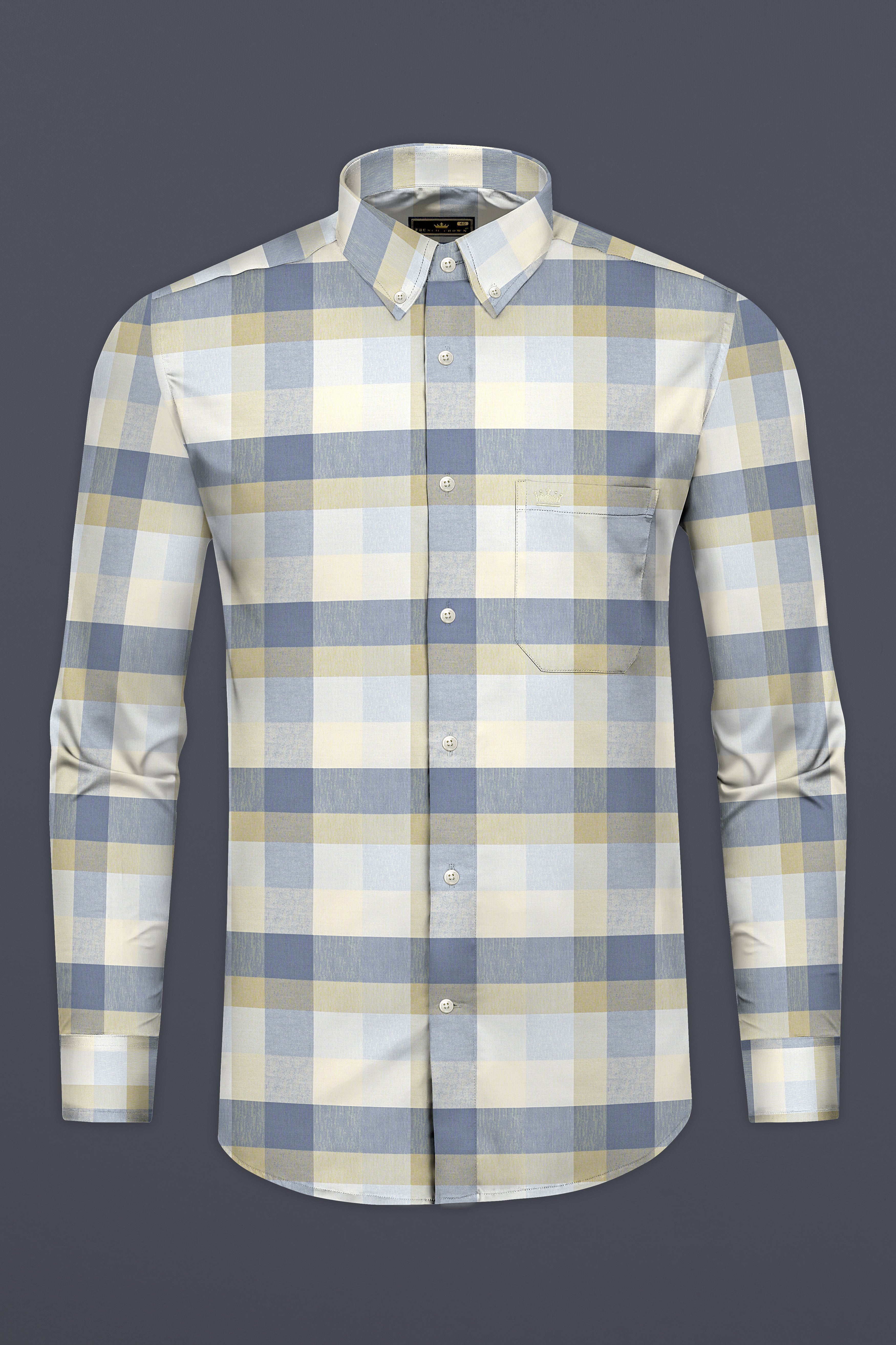 Wild Blue with Maize Cream Plaid Royal Oxford Shirt 12756-BD-38, 12756-BD-H-38, 12756-BD-39, 12756-BD-H-39, 12756-BD-40, 12756-BD-H-40, 12756-BD-42, 12756-BD-H-42, 12756-BD-44, 12756-BD-H-44, 12756-BD-46, 12756-BD-H-46, 12756-BD-48, 12756-BD-H-48, 12756-BD-50, 12756-BD-H-50, 12756-BD-52, 12756-BD-H-52