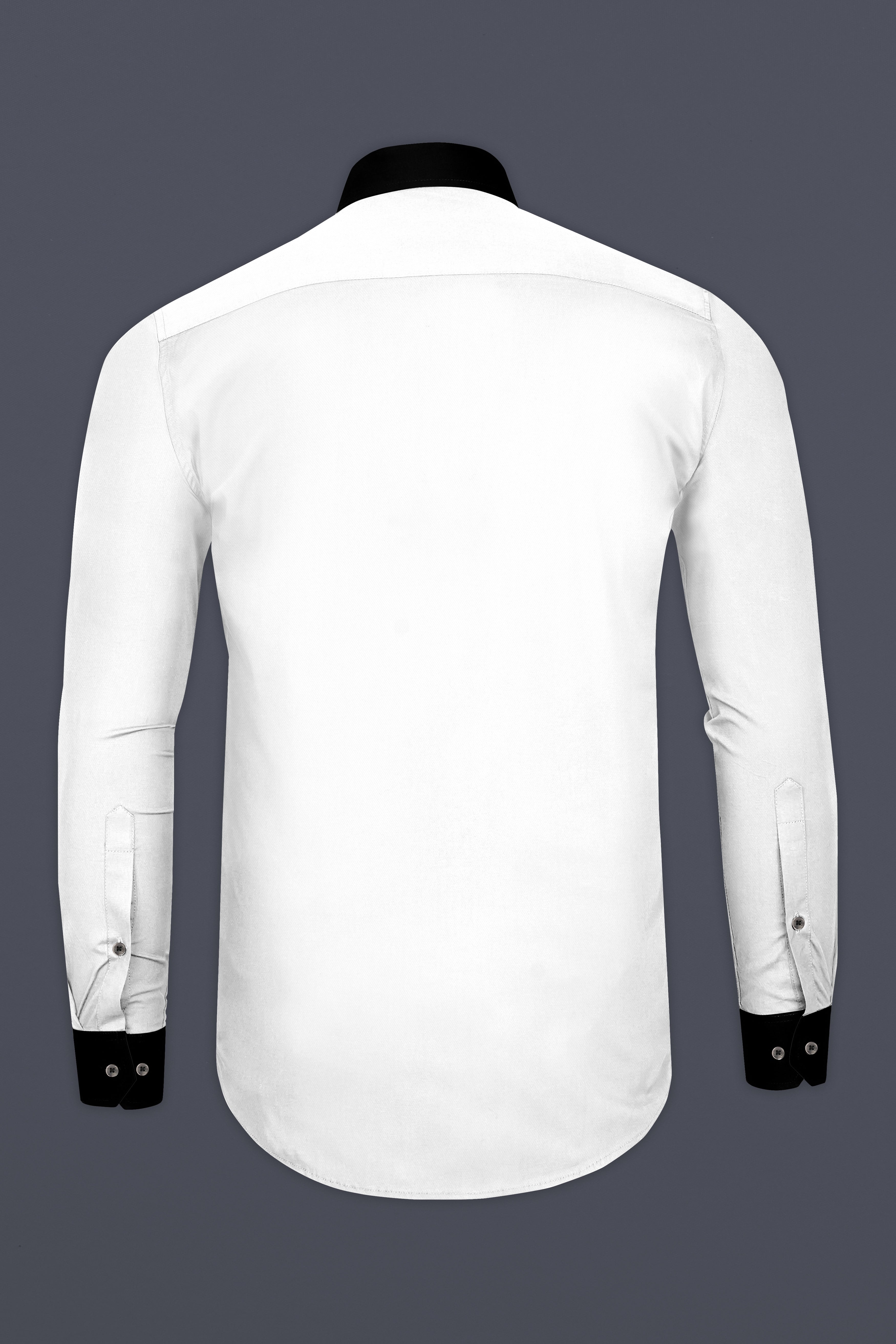 Bright White with Black Collar super Soft Twill Giza Cotton Shirt