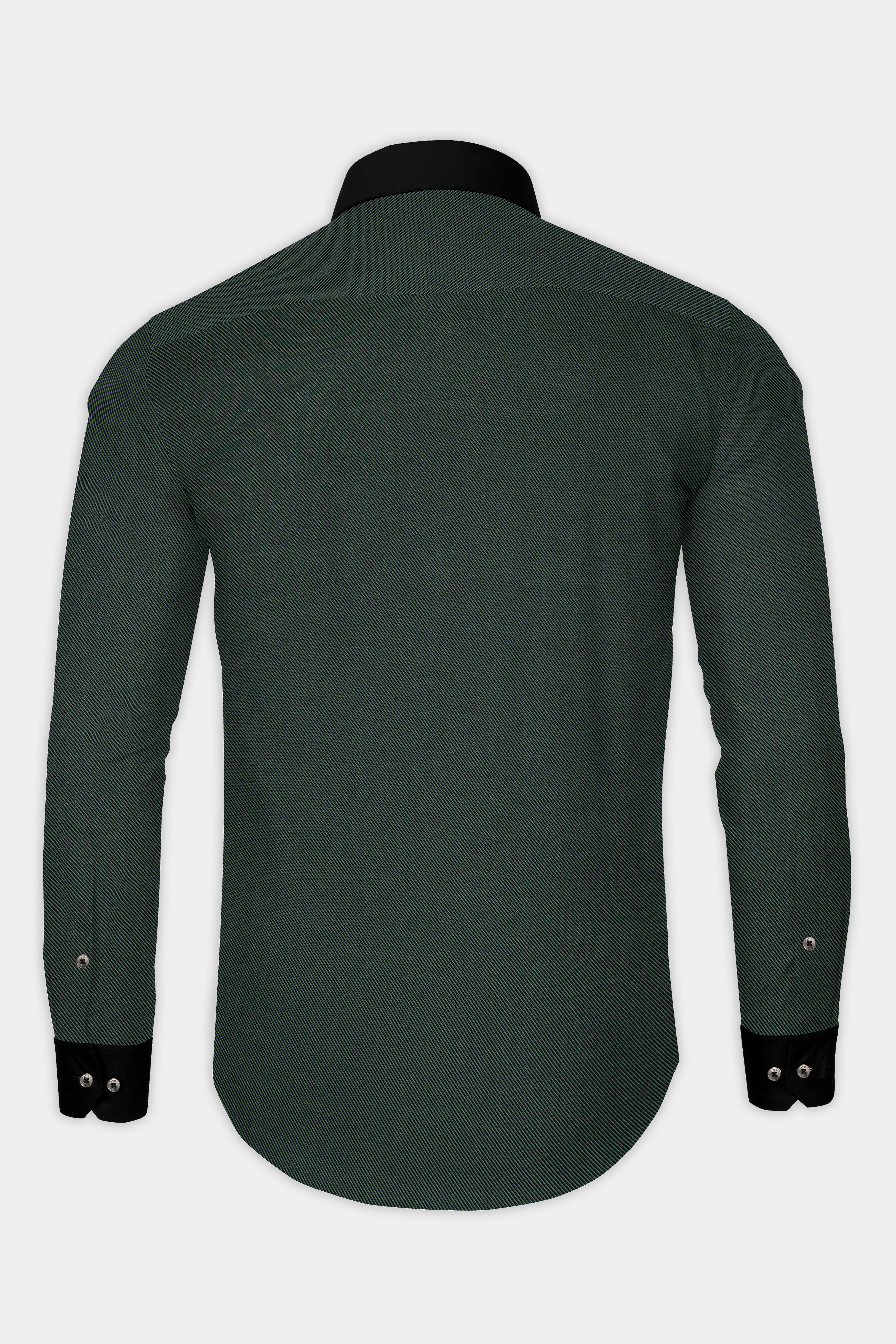 Racing Green Textured Twill Giza Cotton Shirt