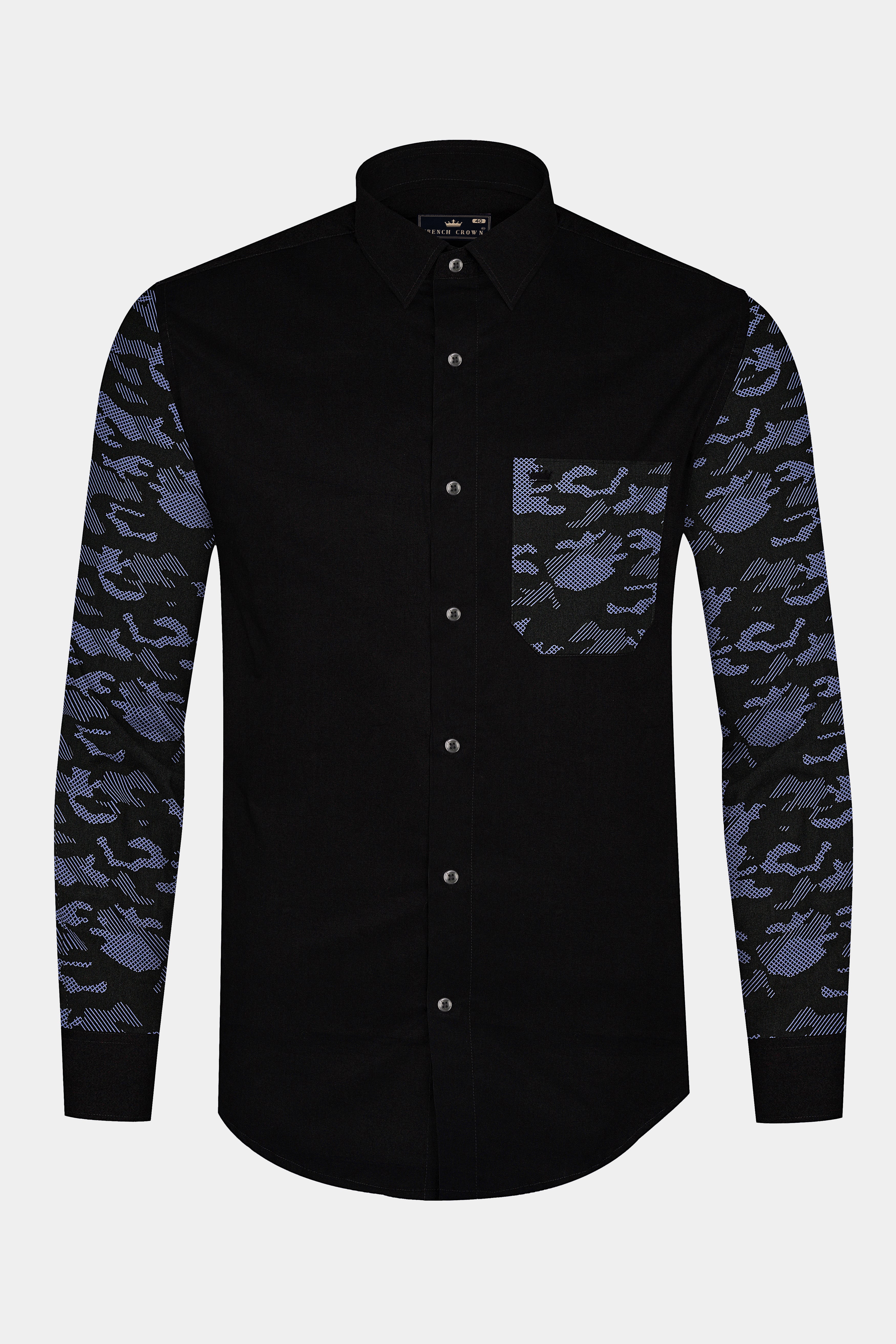 Jade Black with Military Sleeves Printed Super Soft Premium Cotton Designer Shirt 12773-BLK-P291-38, 12773-BLK-P291-H-38, 12773-BLK-P291-39, 12773-BLK-P291-H-39, 12773-BLK-P291-40, 12773-BLK-P291-H-40, 12773-BLK-P291-42, 12773-BLK-P291-H-42, 12773-BLK-P291-44, 12773-BLK-P291-H-44, 12773-BLK-P291-46, 12773-BLK-P291-H-46, 12773-BLK-P291-48, 12773-BLK-P291-H-48, 12773-BLK-P291-50, 12773-BLK-P291-H-50, 12773-BLK-P291-52, 12773-BLK-P291-H-52