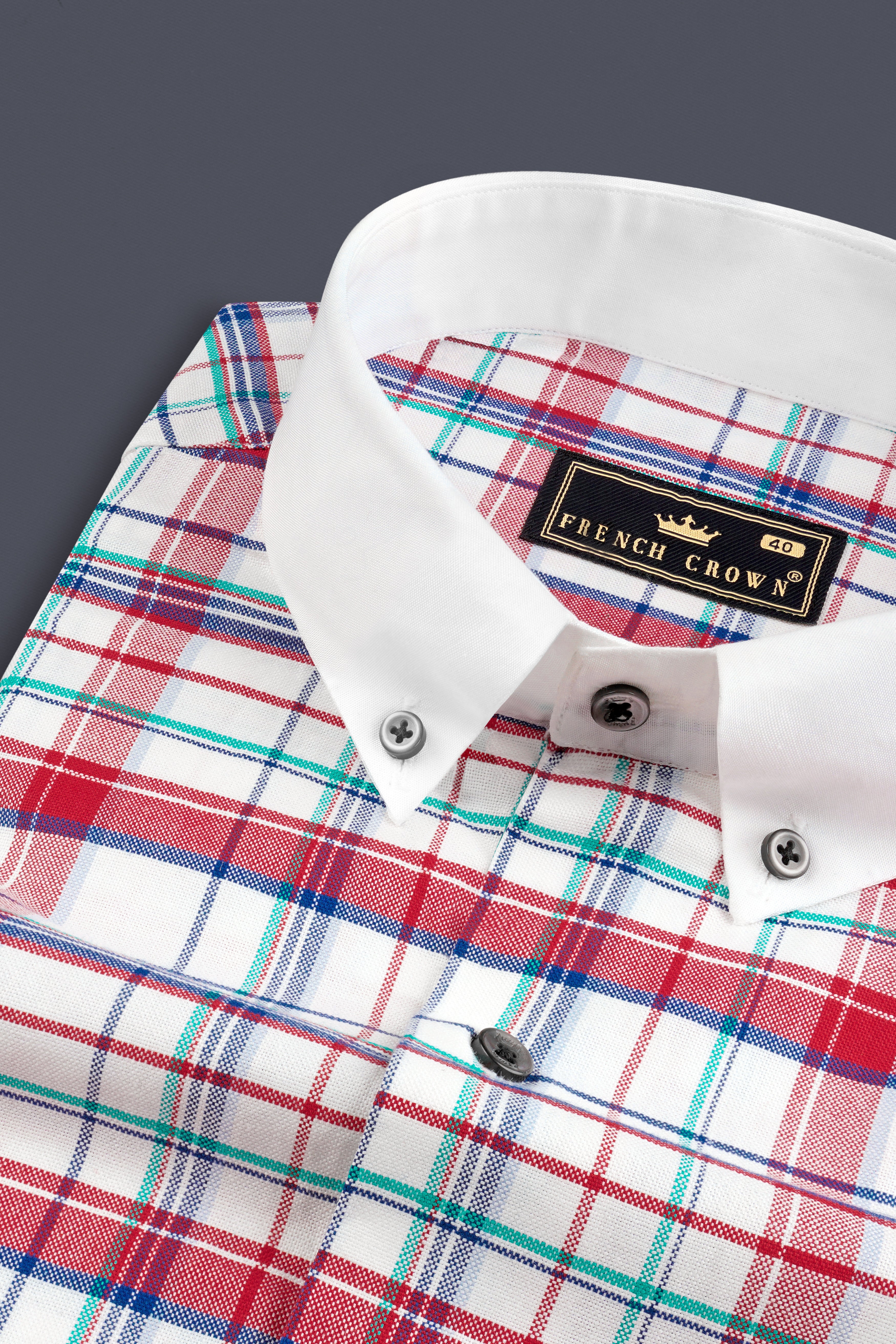 Shiraz Red with Electric Blue and White Plaid Royal Oxford Shirt