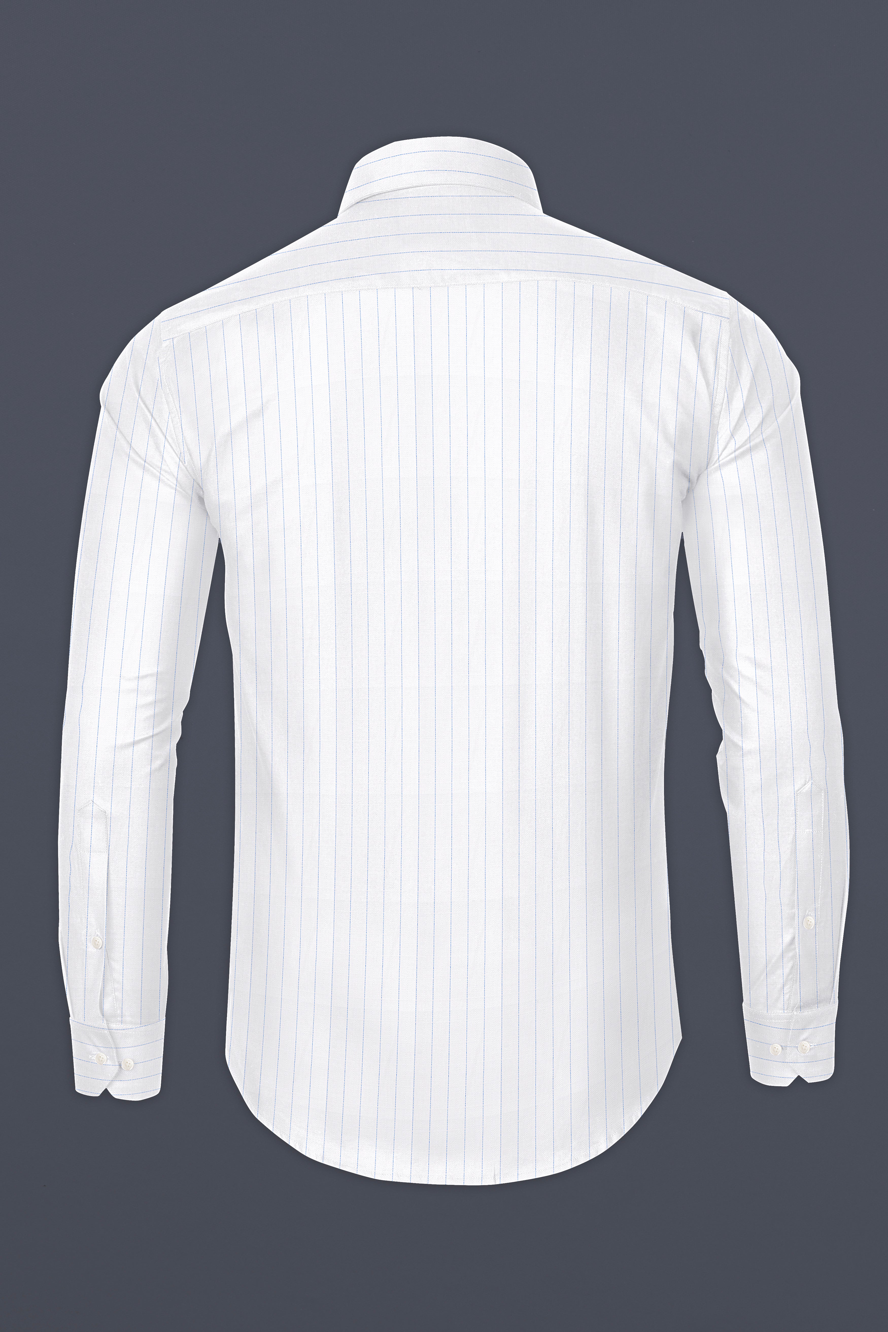 Bright White Striped Dobby Textured Premium Cotton Shirt