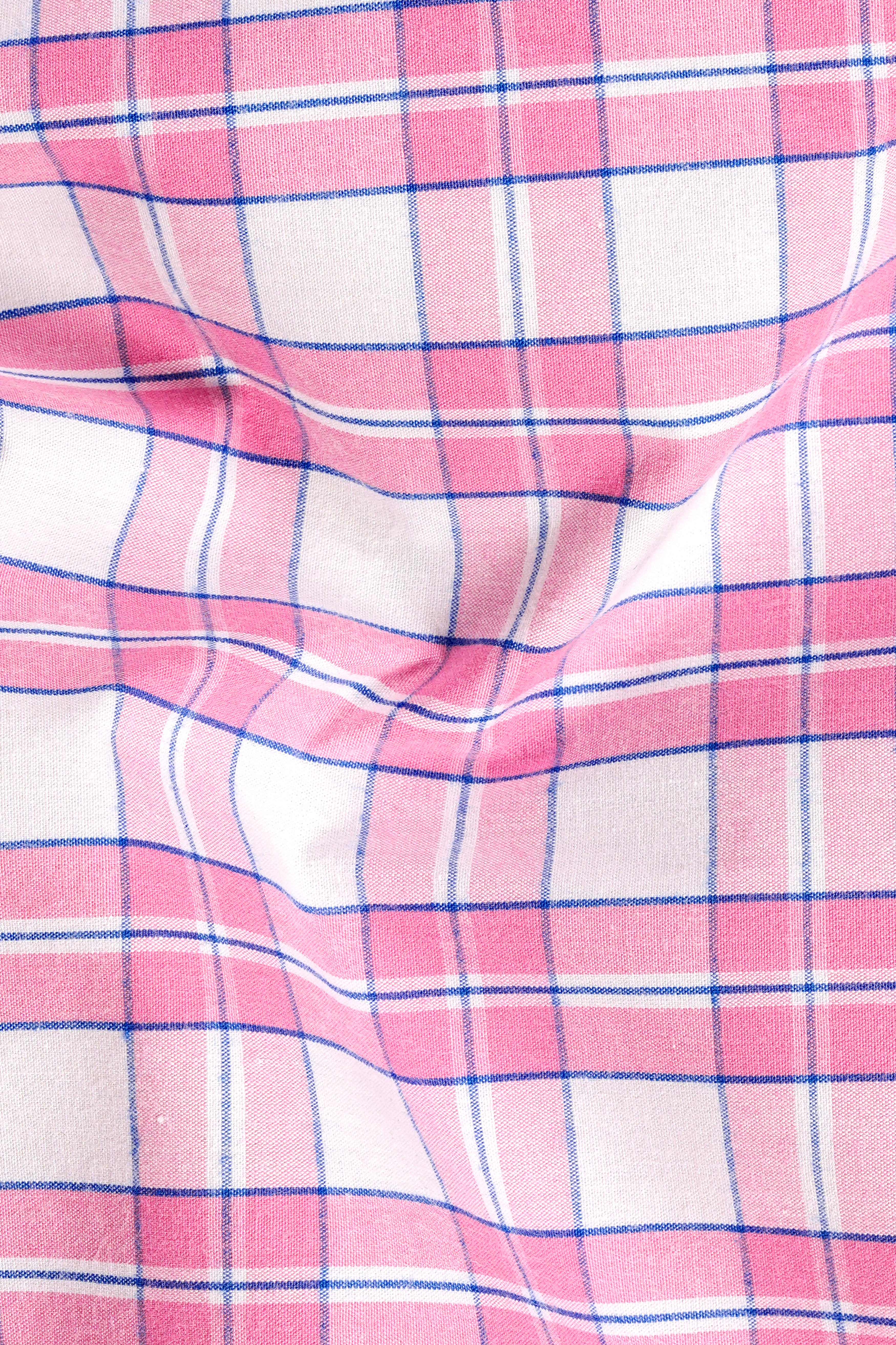 Thulian Pink and White Plaid Poplin Giza Cotton Shirt