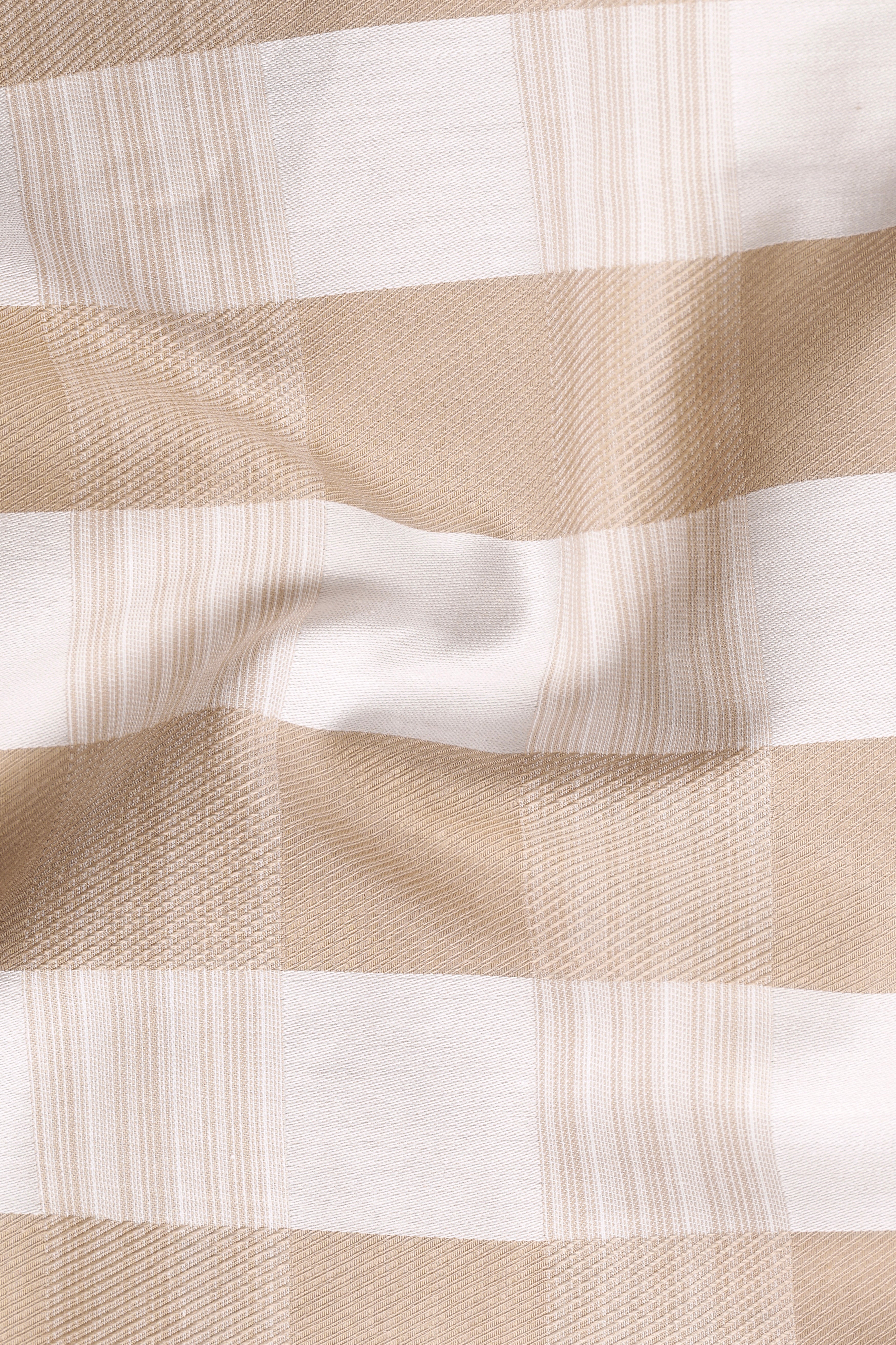 Cameo Brown with Vista White Plaid Jacquard Textured Premium Cotton Shirt